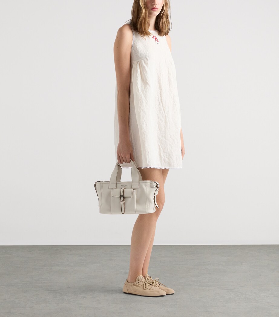 Prada Medium Leather Route Tote Bag Neutral Image 2