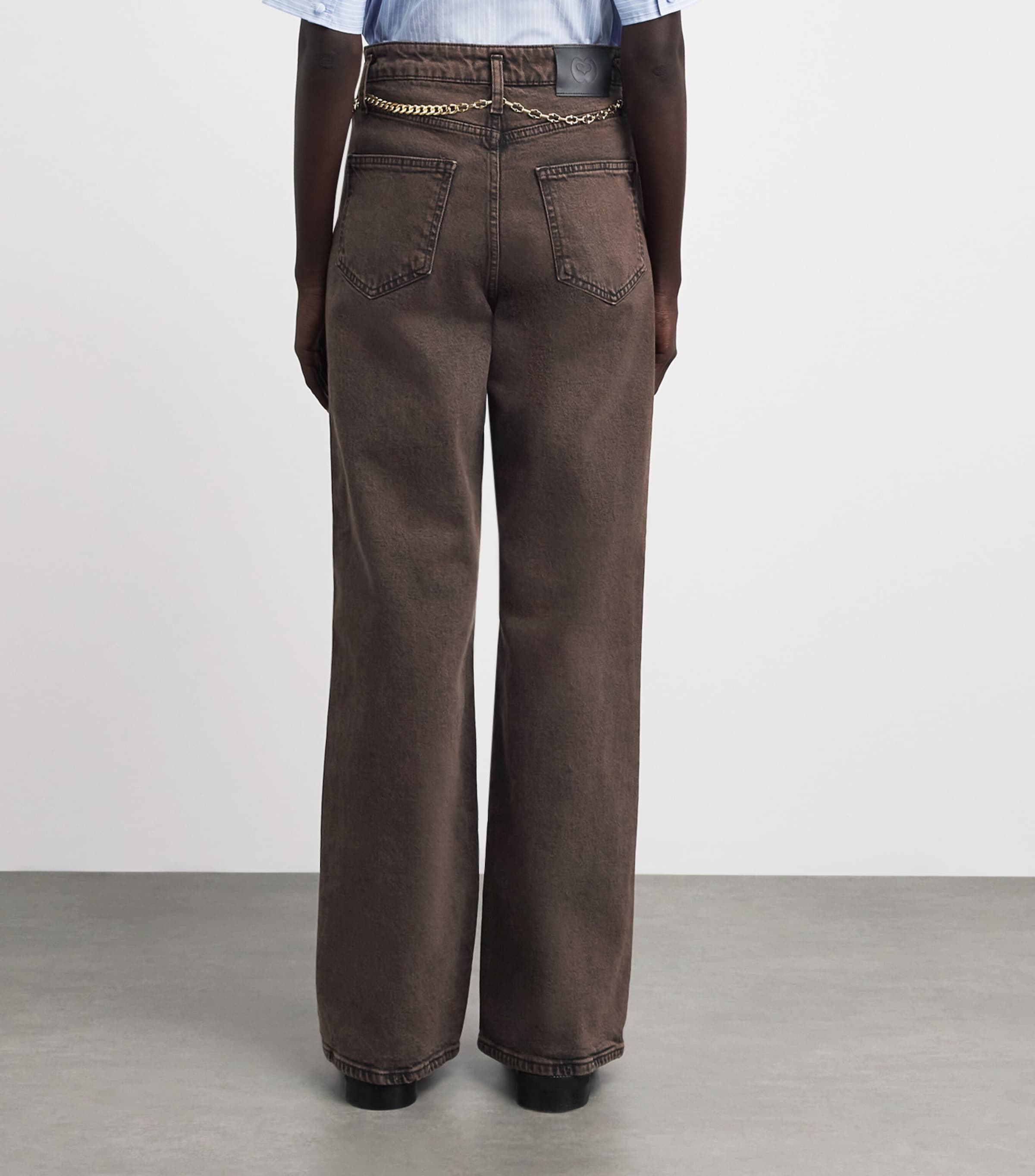 Maje Womens Belted Bootcut Jeans Brown Image 5