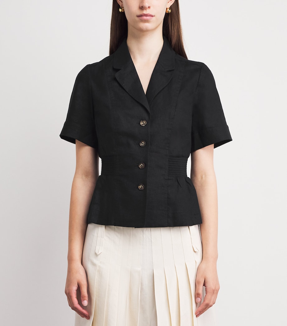 ME+EM Womens Linen-Blend Soft Sculpt Top Black Image 4