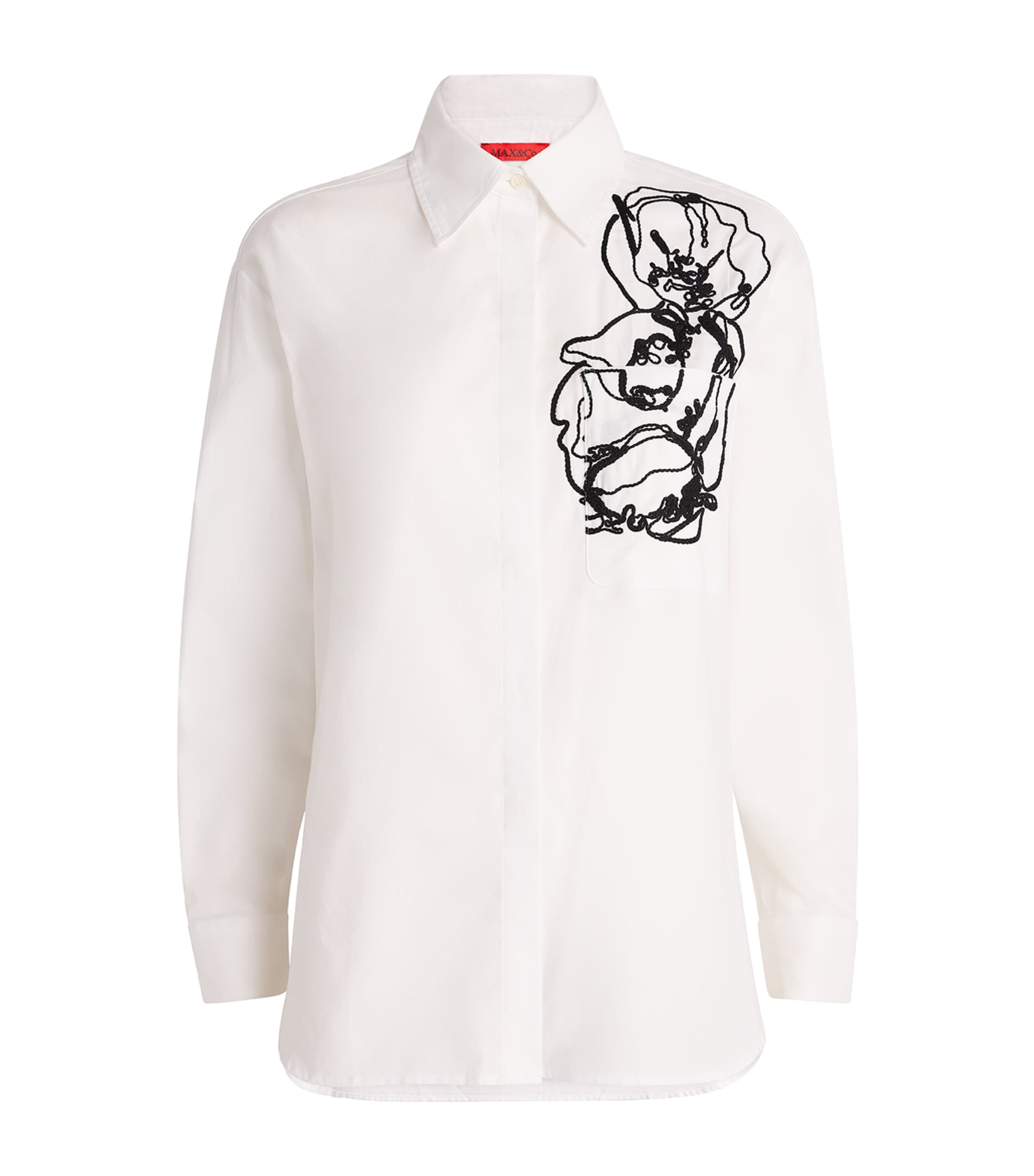 Max & Co Embroidered Button-down Shirt In White
