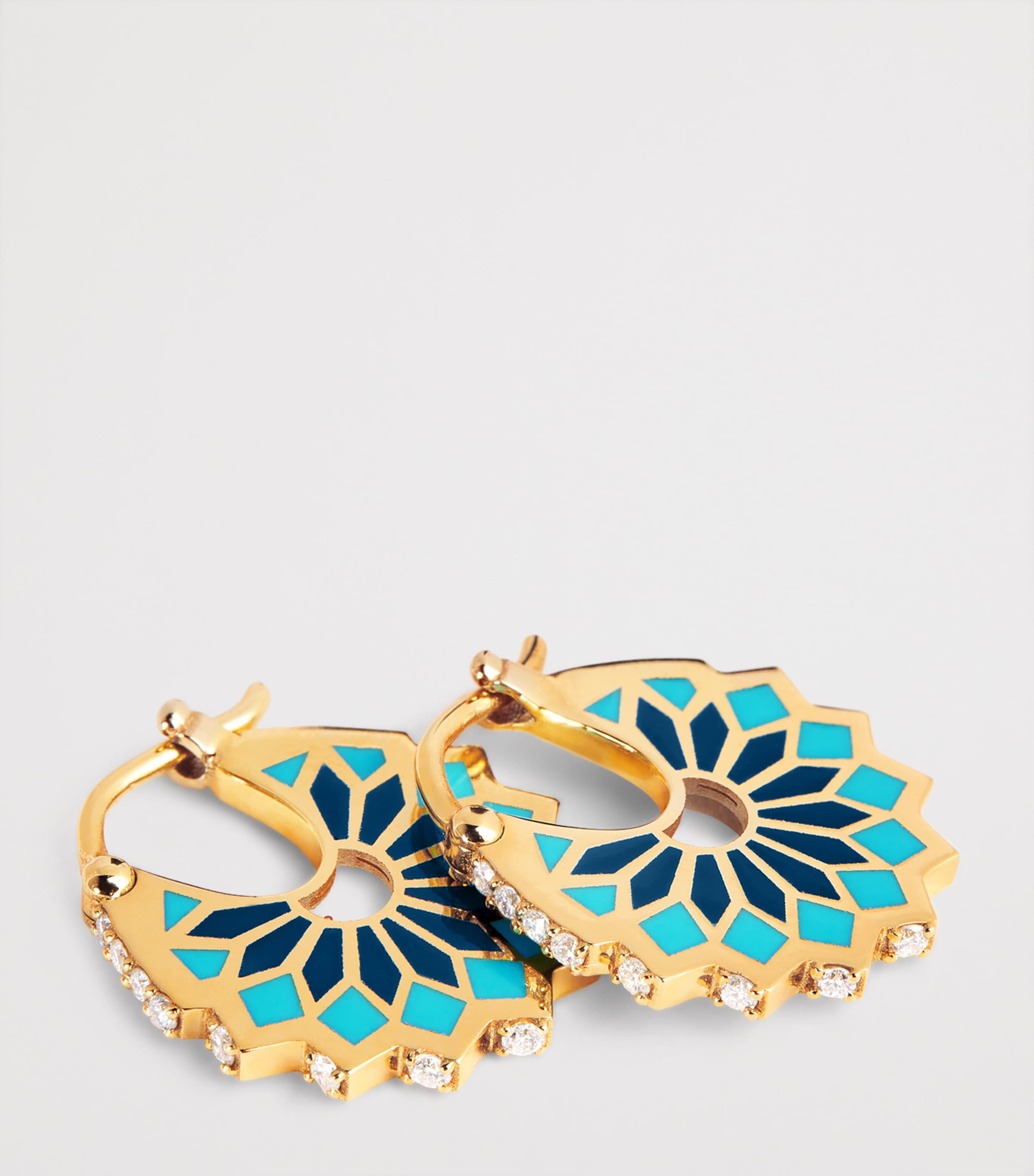 Small Yellow Gold, Diamond and Enamel Lady Sursock Earrings YELLOW GOLD Image 6