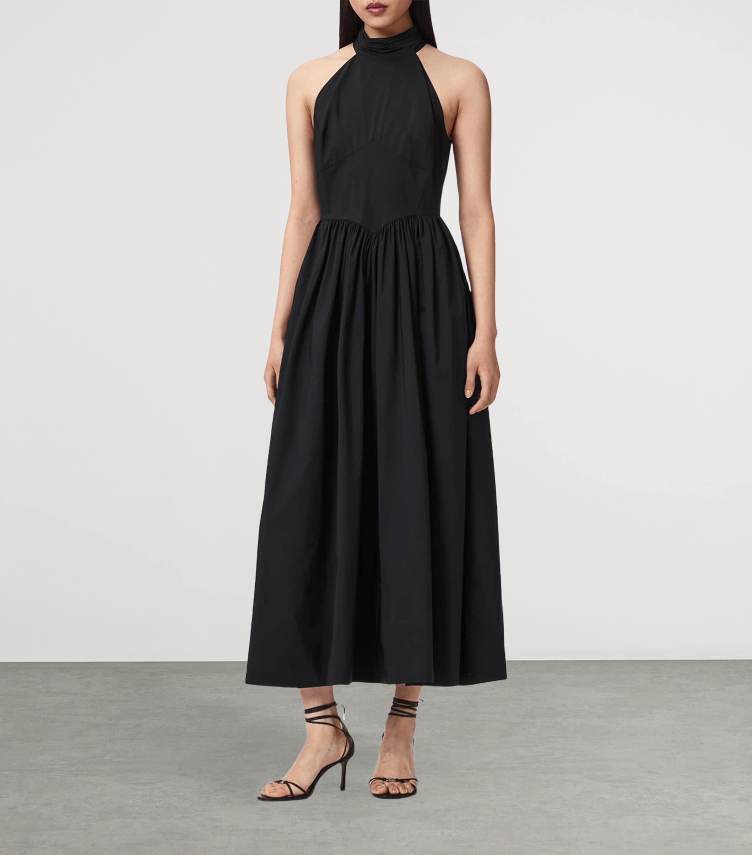 AllSaints Womens Halterneck Arora Maxi Dress Black Image 2