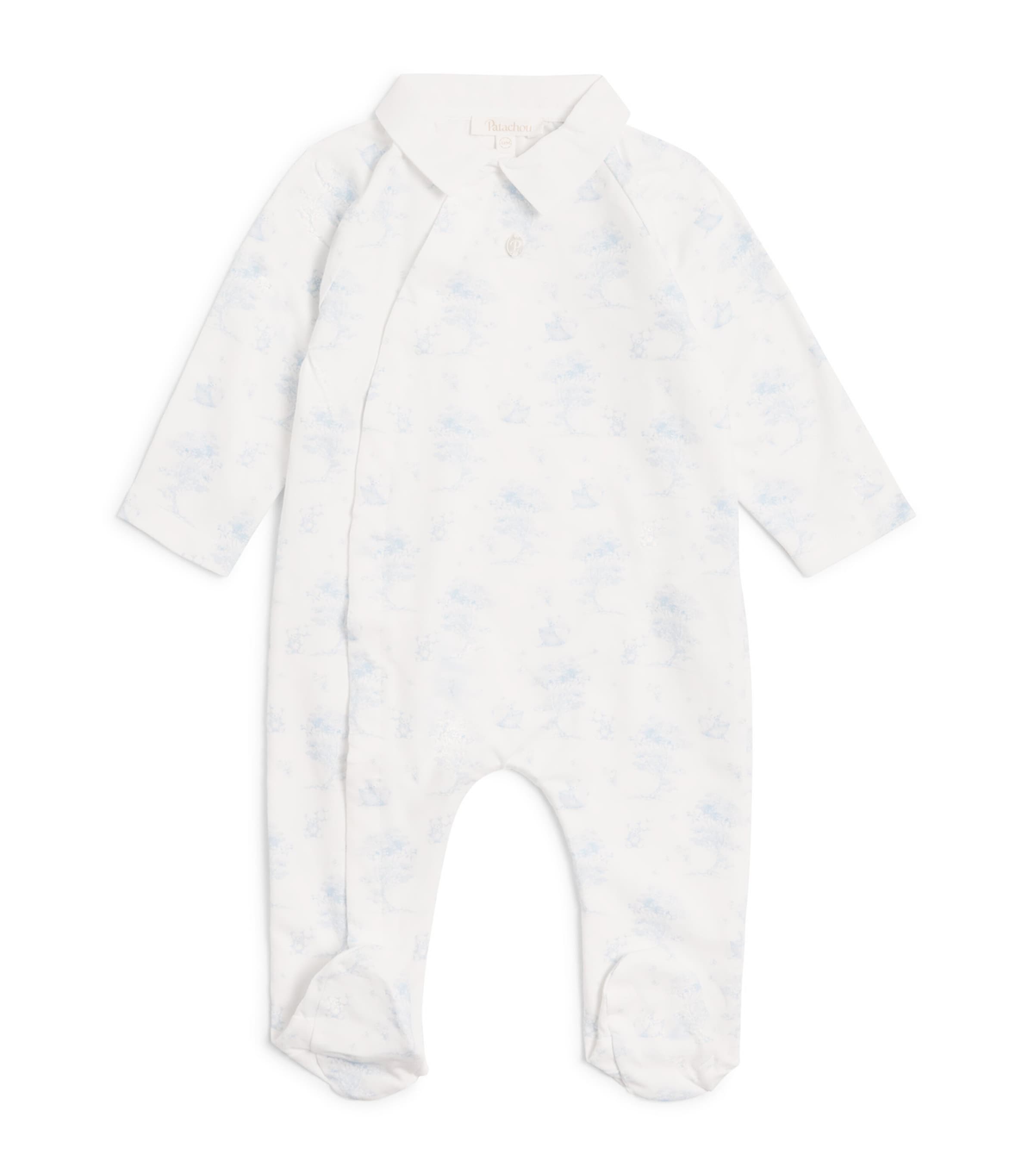 Stretch-Cotton Printed All-In-One (1-24 Months) BLUE Image 1