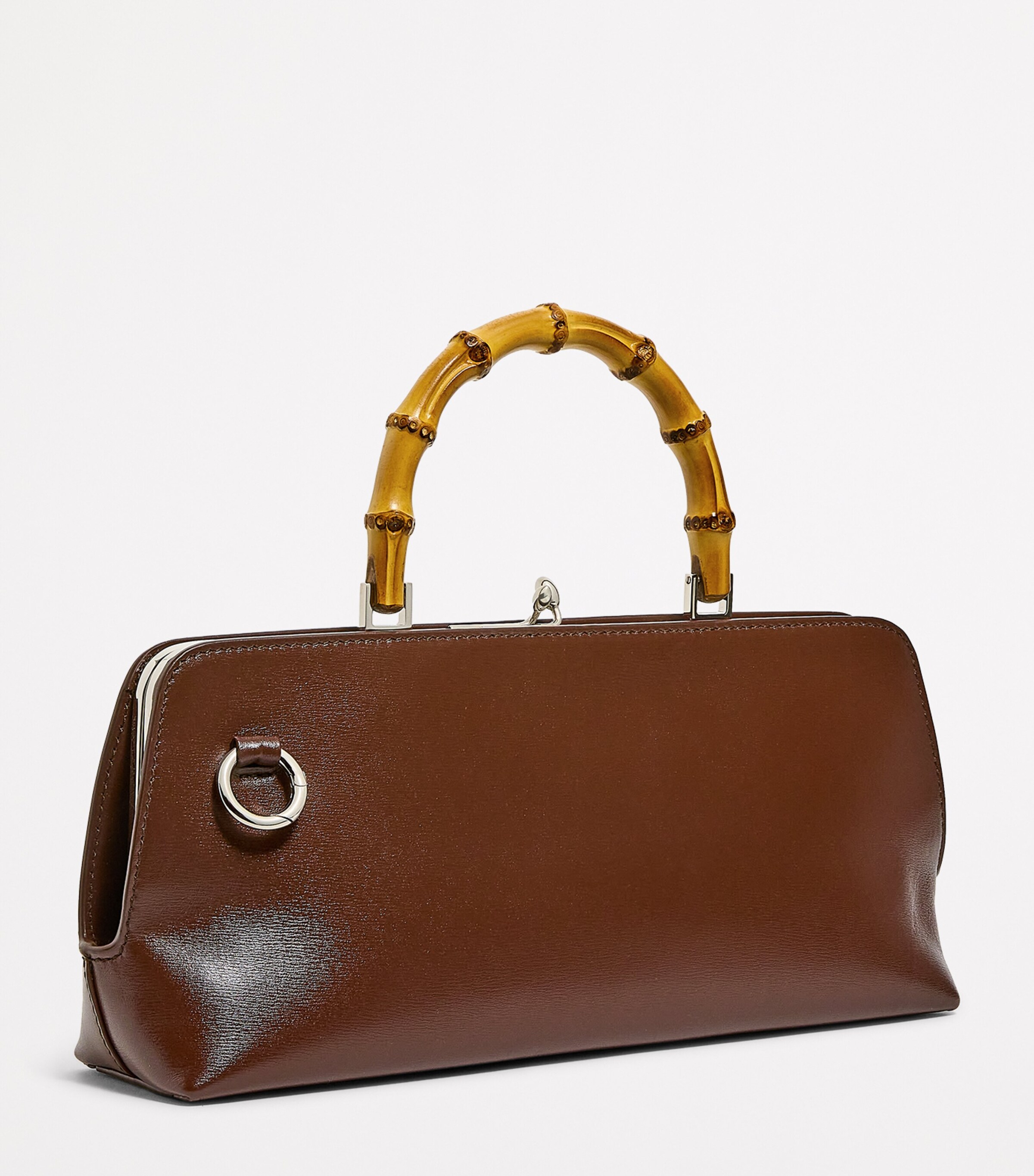 Jil Sander Brown Small Leather Goji Bamboo Top-Handle Bag Jil Sander Brown Small Leather Goji Bamboo Top-Handle Bag