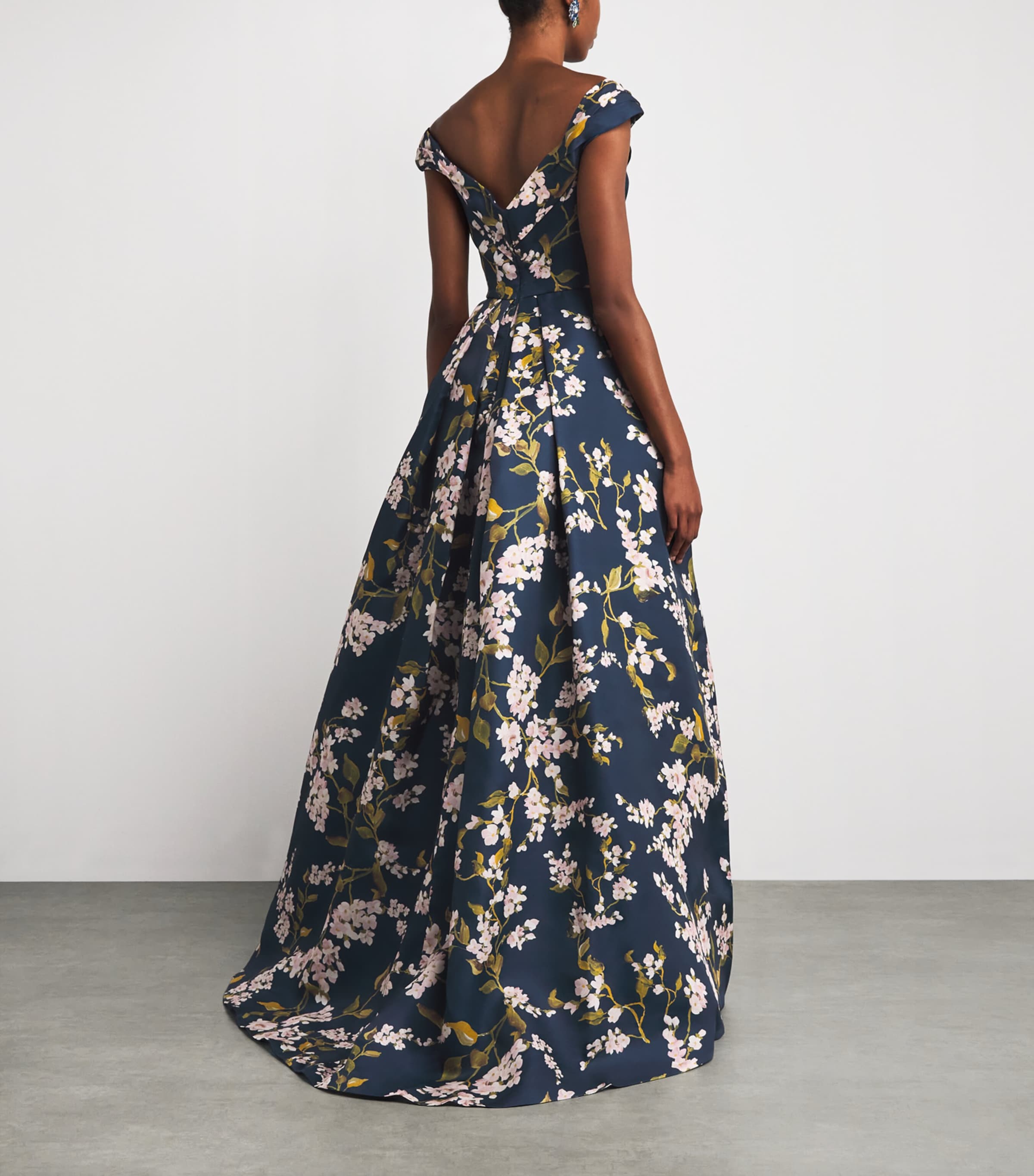 Gazar Floral Off-The-Shoulder Gown OCEAN MULTI Image 3