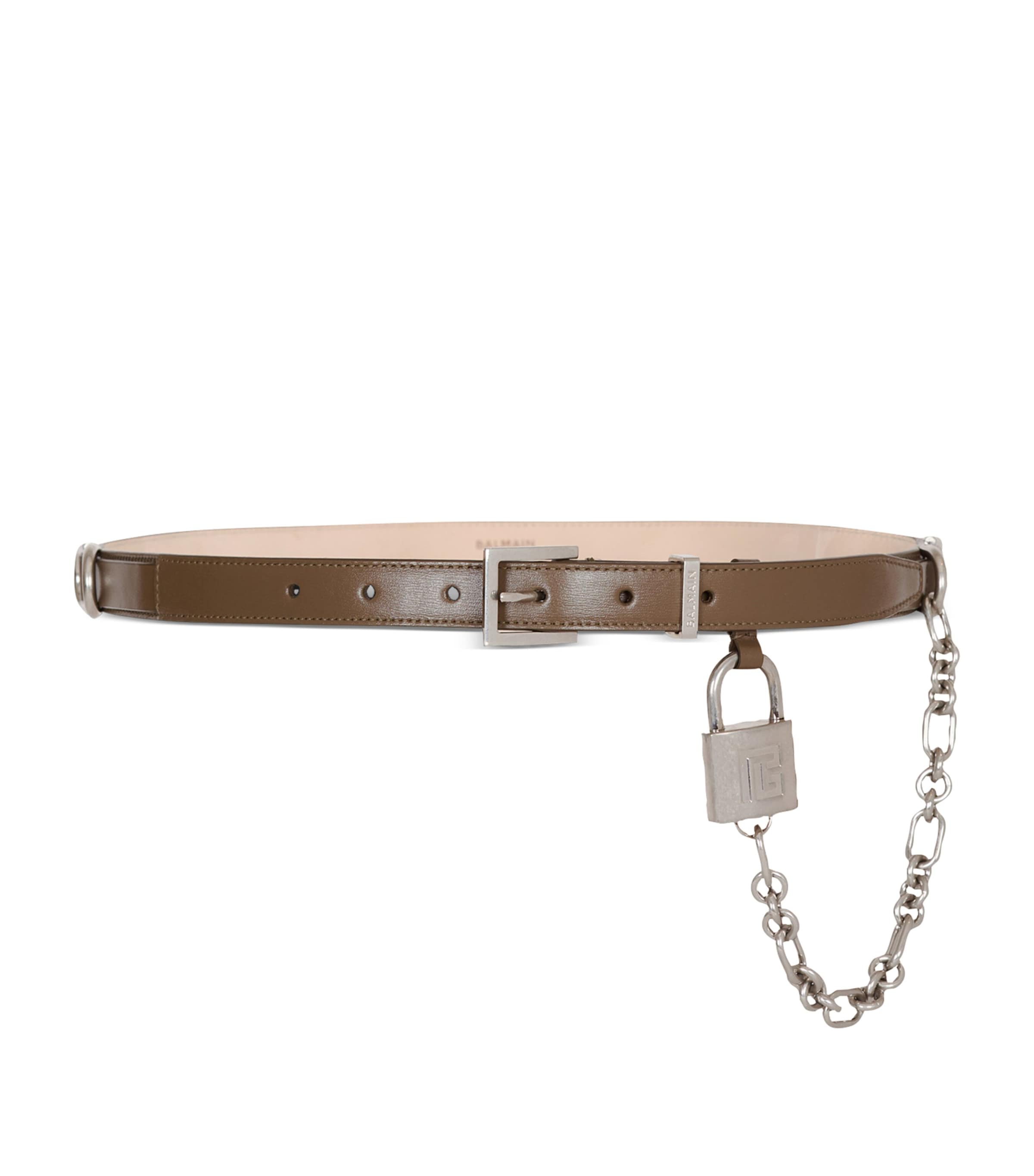Leather Padlock Sync Belt 8DK KAKI Image 1