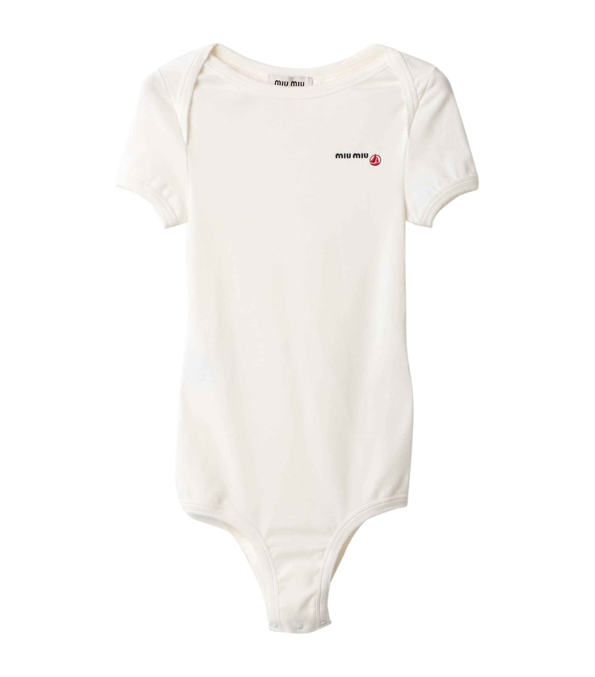 Miu Miu White x Petit Bateau Slim Logo Bodysuit | Harrods UK