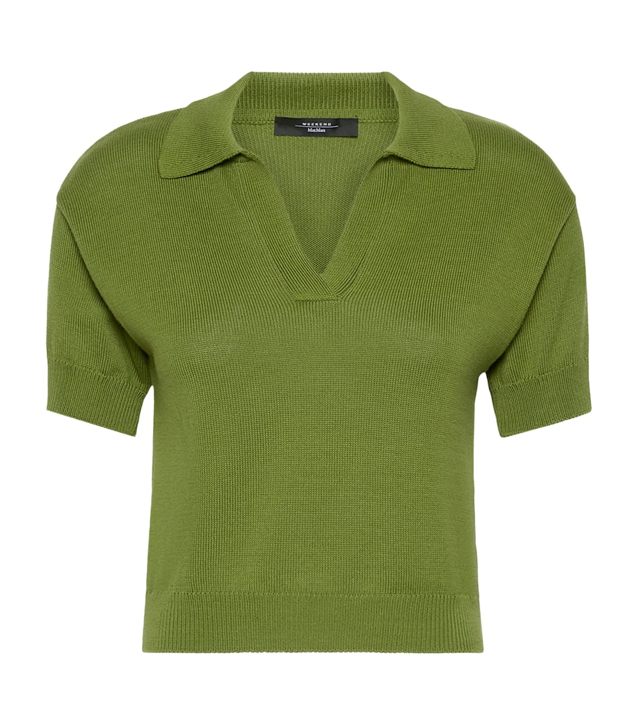 Weekend Max Mara Womens Knitted Polo Shirt Green Image 1