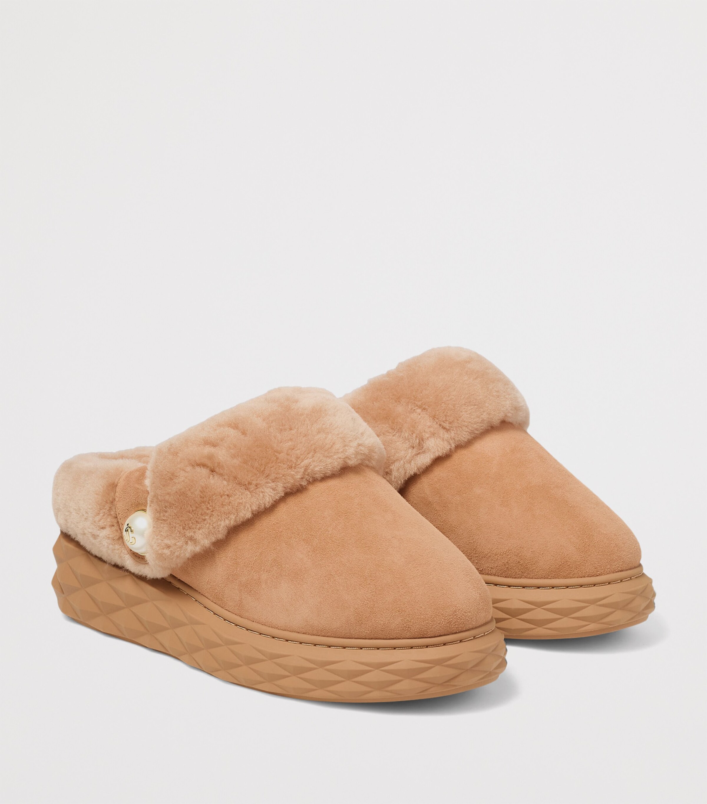 Diamond Maxi Suede-Shearling Mules V TOFFEE/TOFFEE Image 2
