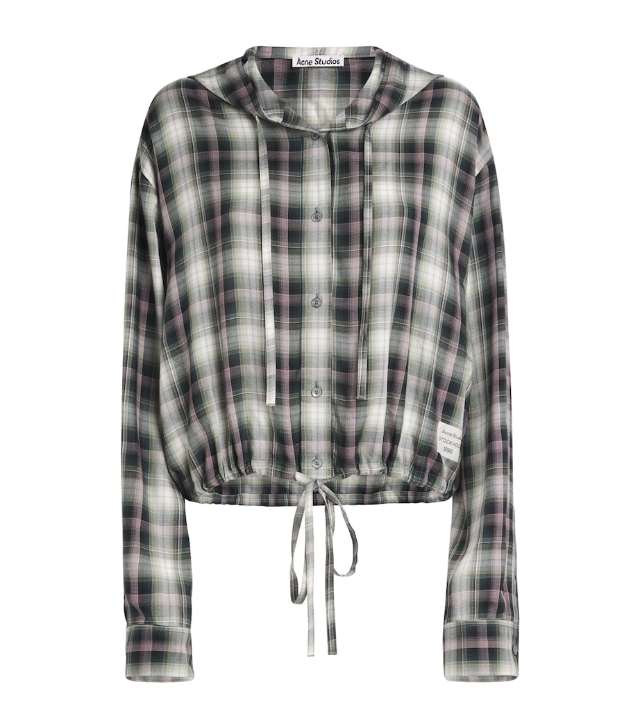 Acne Studios Womens Hooded Check Shirt Aig Black/green Image 1