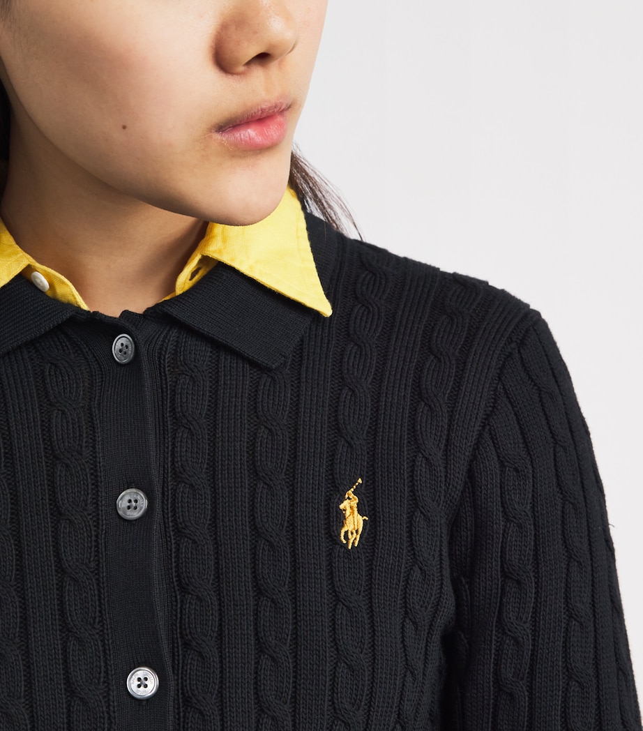 Cotton Cable-Knit Cardigan POLO BLACK Image 6
