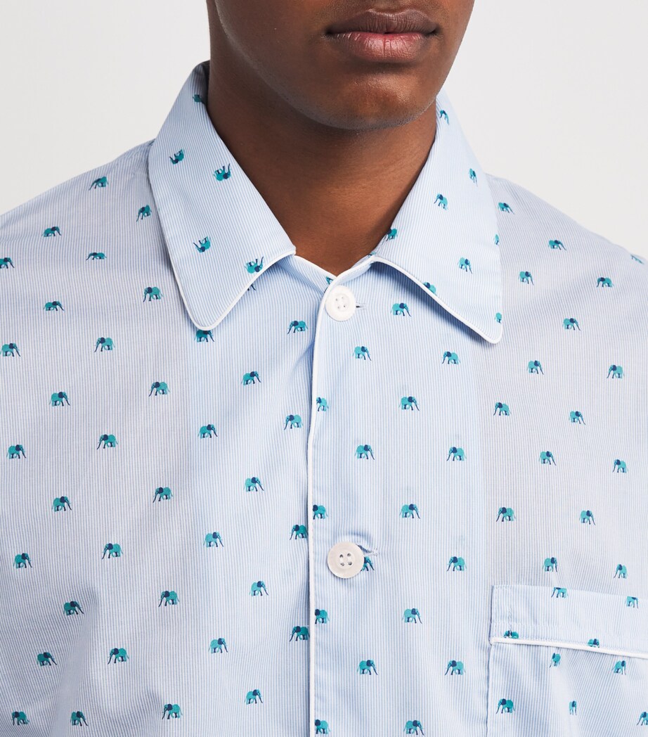 Cotton Elephant Print Pyjama Set BLUE Image 4