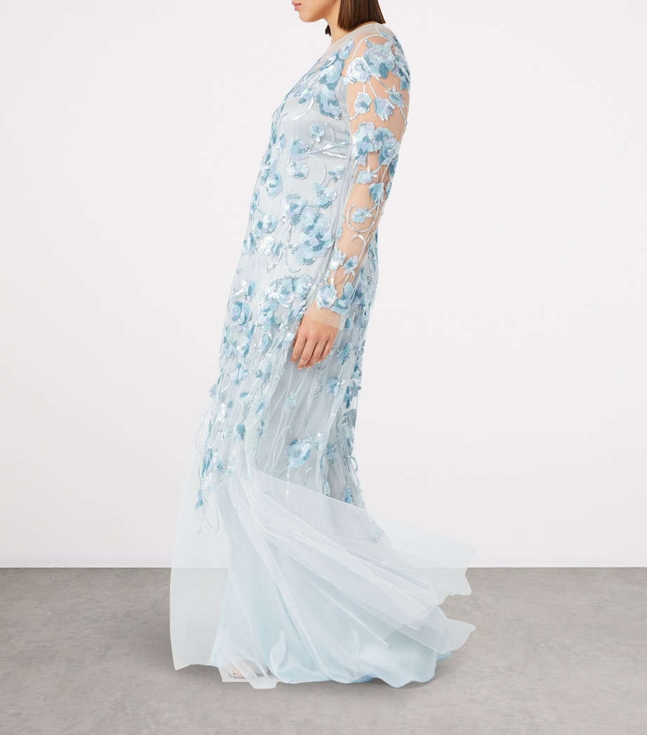 Sequin-Embellished Mesh Dress SKY BLUE Image 3