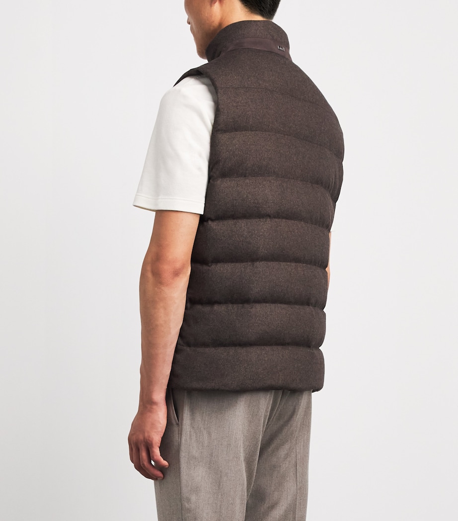 Herno Mens Silk-Cashmere Down Quilted Gilet Marrone Scuro Image 5