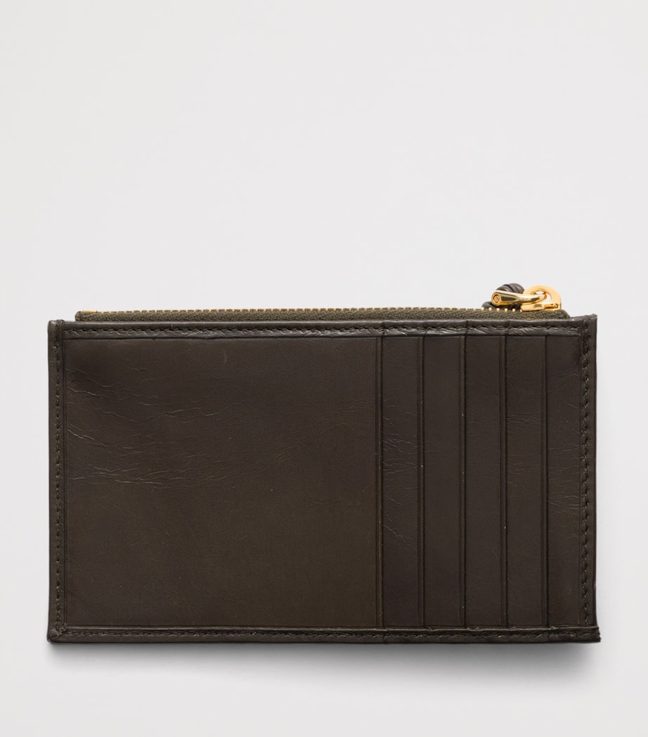 Prada Saffiano Leather Zip Card Holder Green Image 3