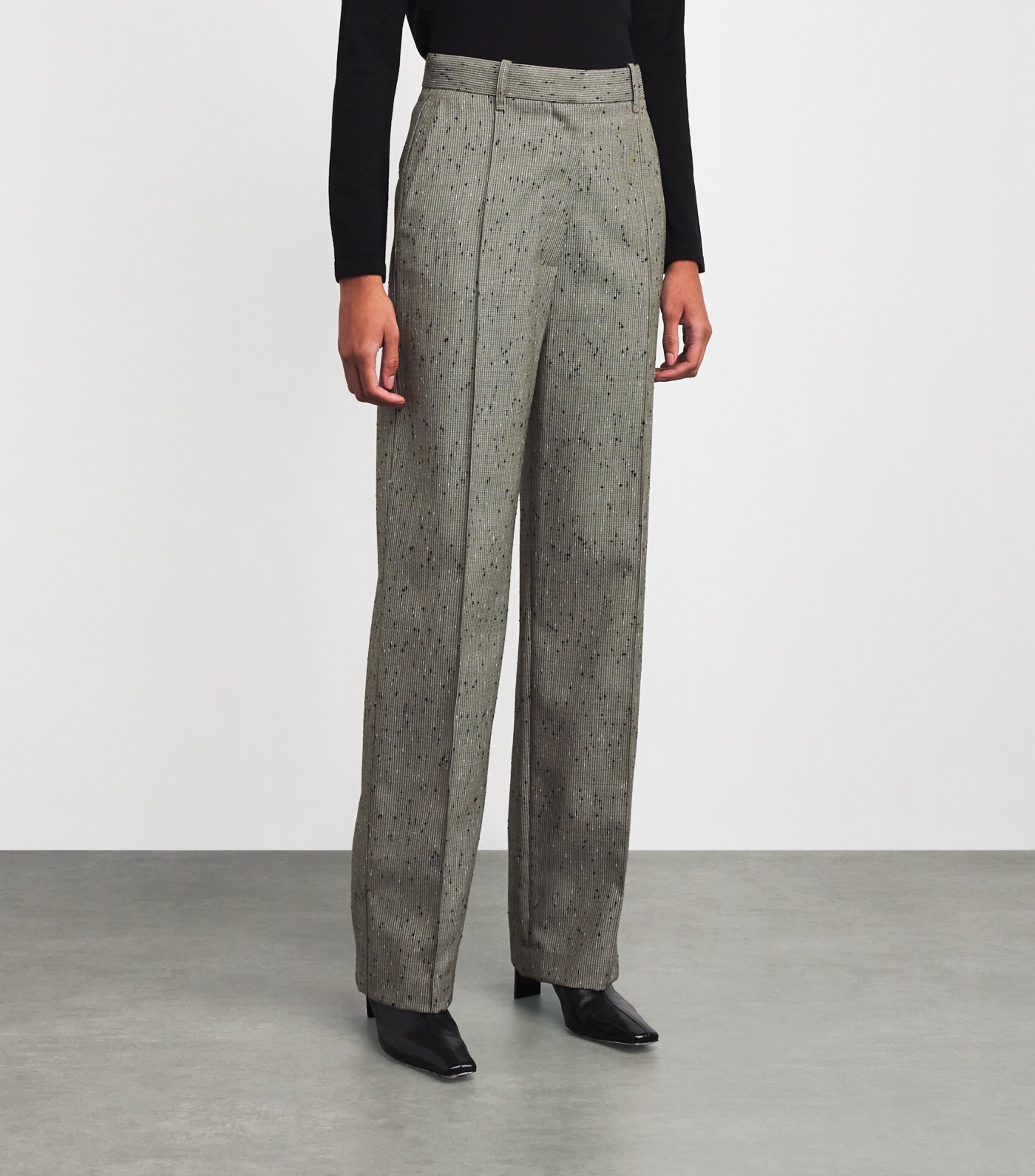 CAMILLA AND MARC Womens Slubbed Noma Straight Trousers Khaki Marle Image 3