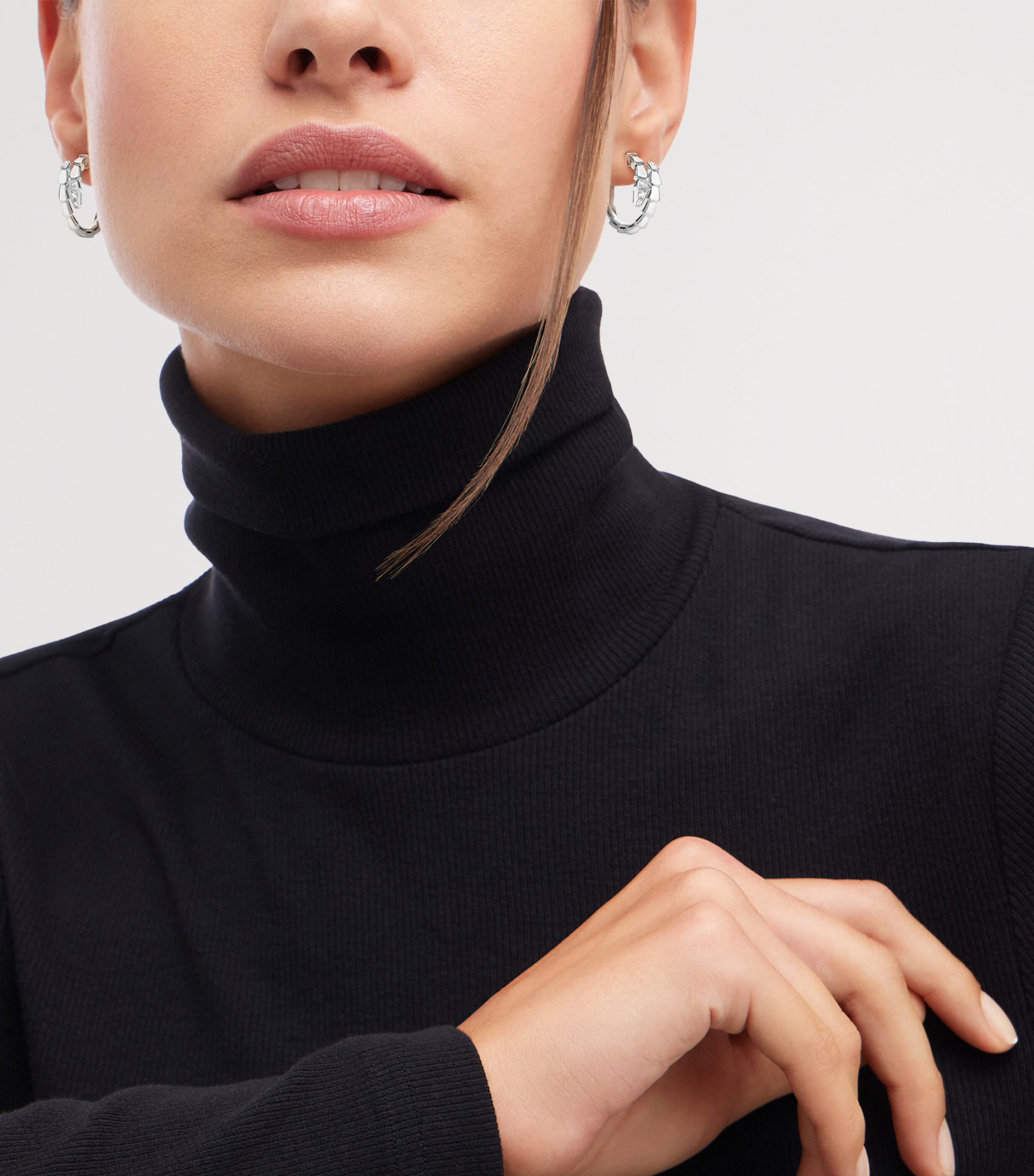 White Gold and Diamond Serpenti Viper Hoop Earrings WHITE GOLD Image 6