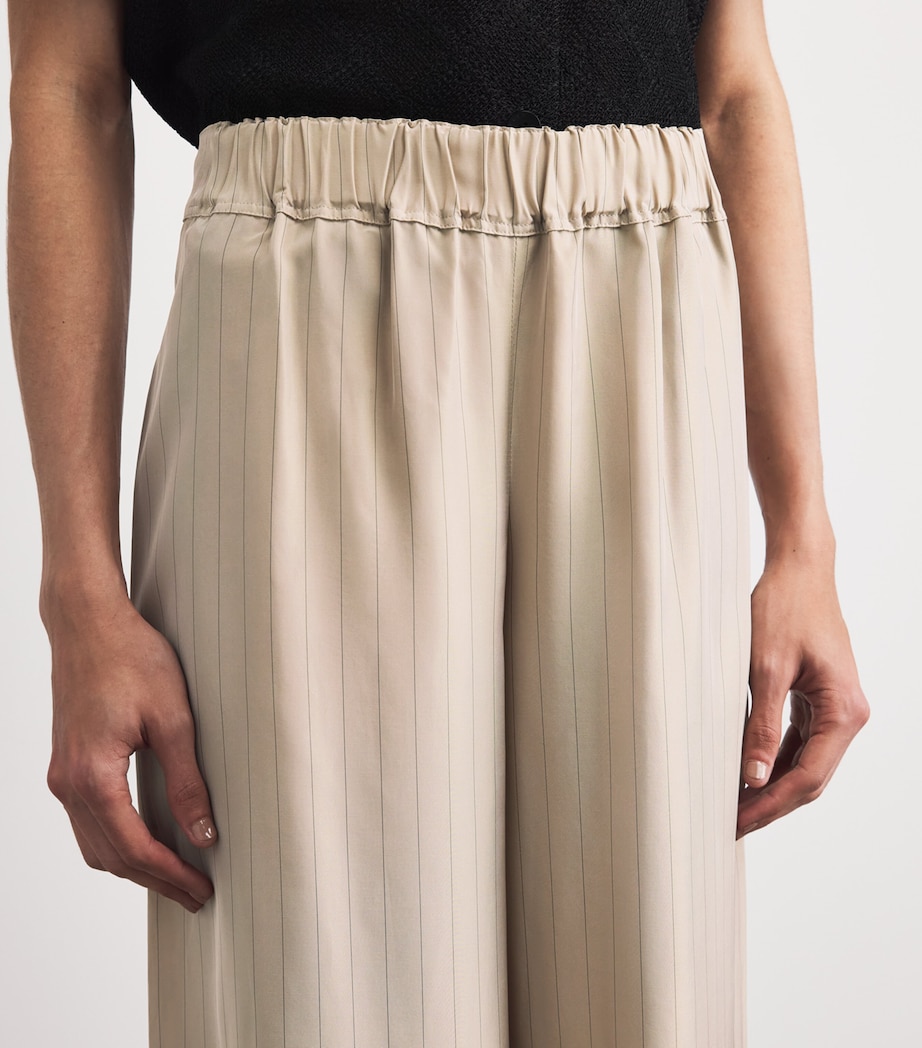 Liberowe Womens Pinstripe Palazzo Trousers Beige Pinstripe Image 3