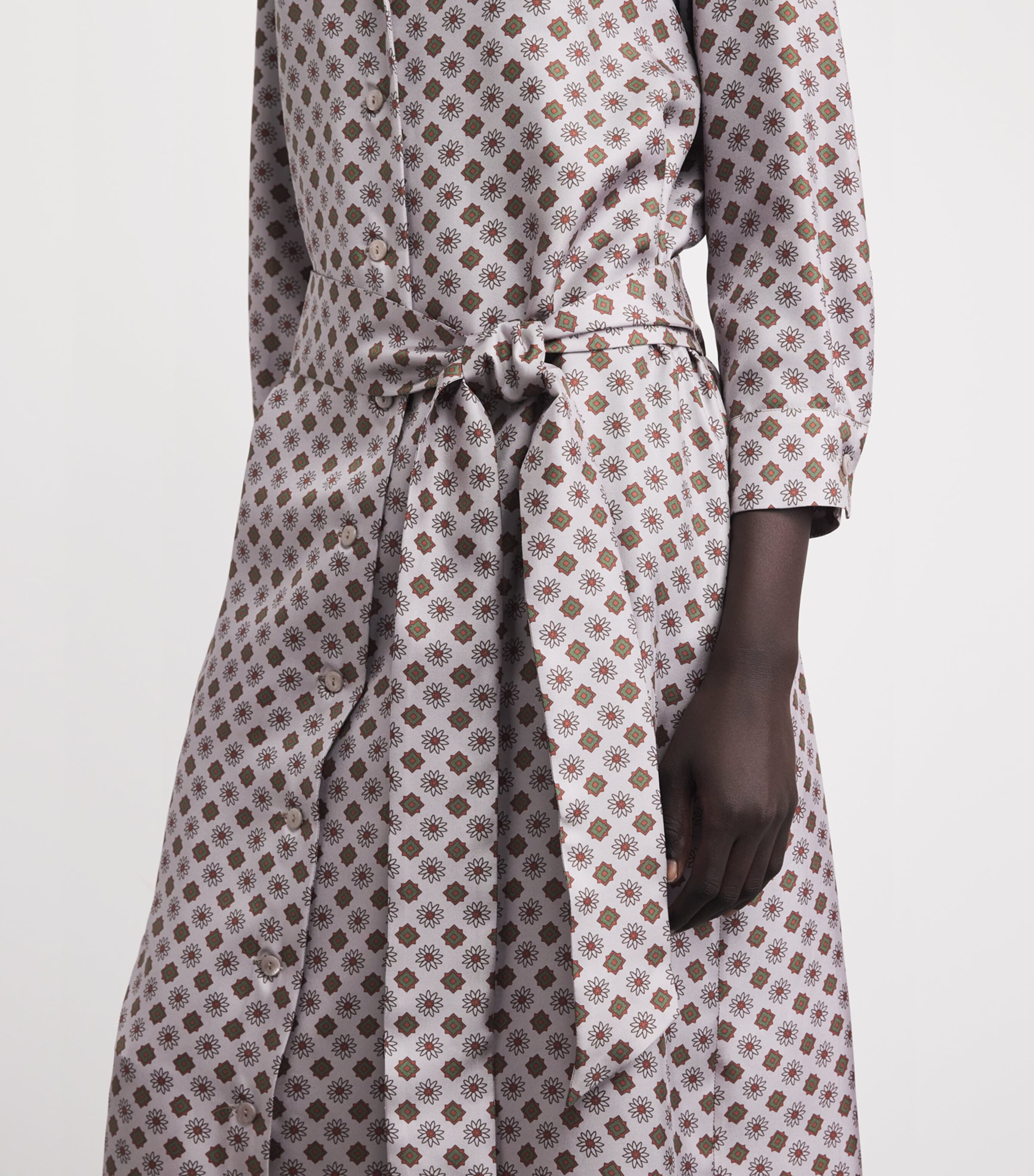 Colombo Womens Silk Printed Midi Shirt Dress Edelweiss Print Image 3