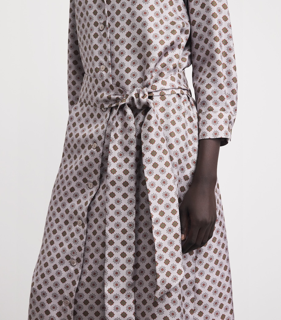 Colombo Womens Silk Printed Midi Shirt Dress Edelweiss Print Image 3