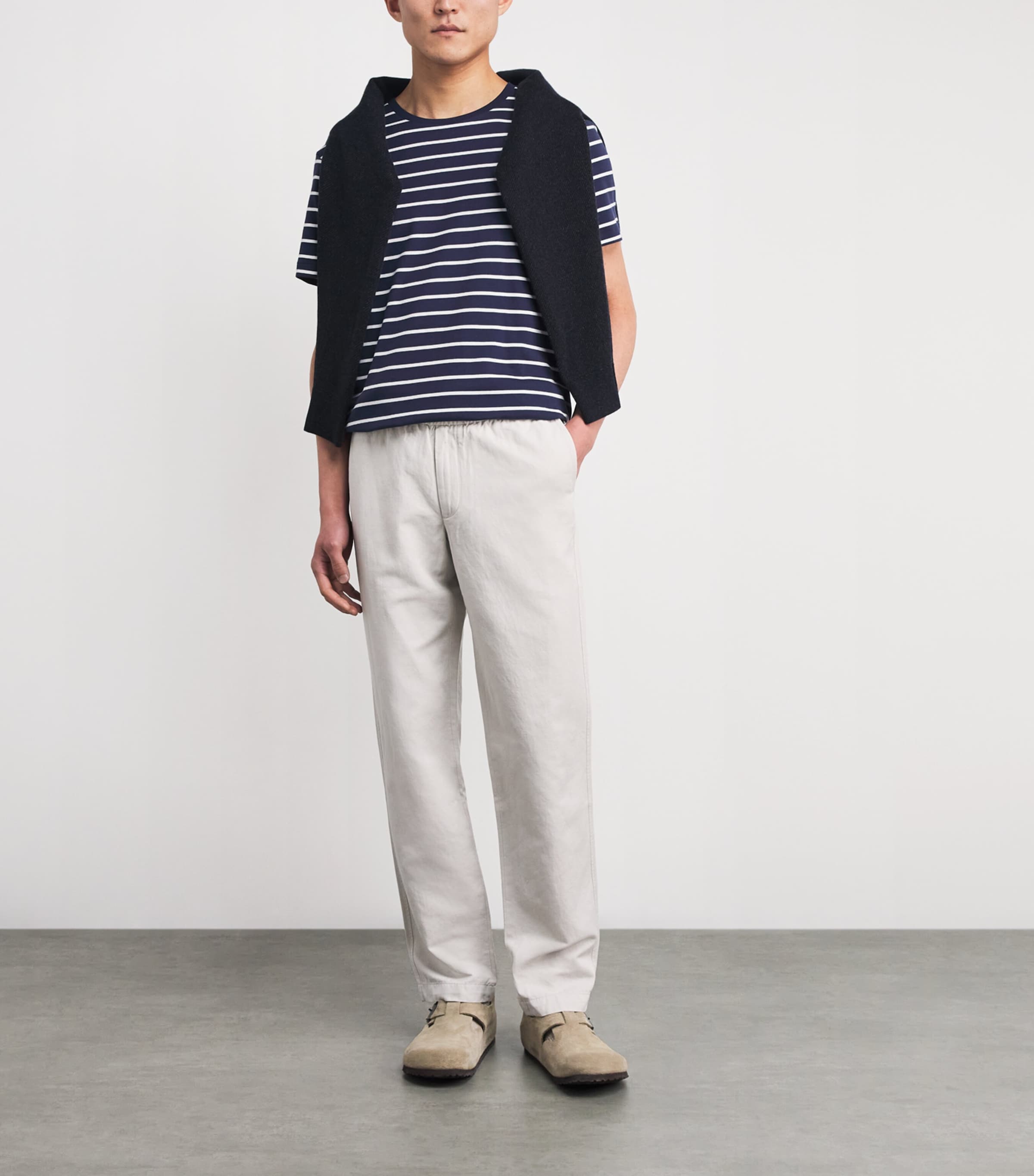 Cotton Stripe Polo Pony Slim T-Shirt REFINED NAVY/WHITE Image 2