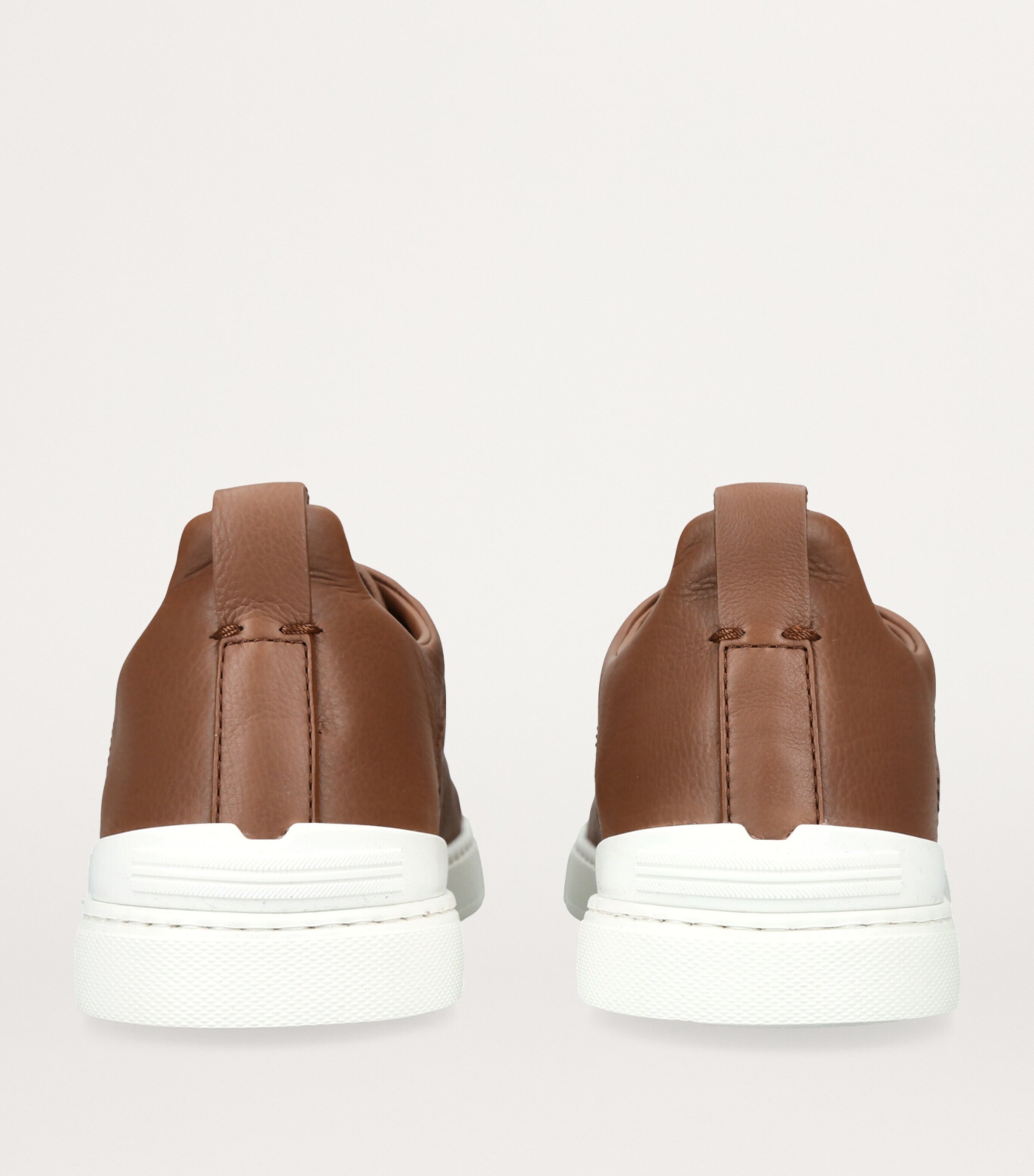 Zegna Leather Triple Stitch SECONDSKIN Sneakers Camel/comb Image 2