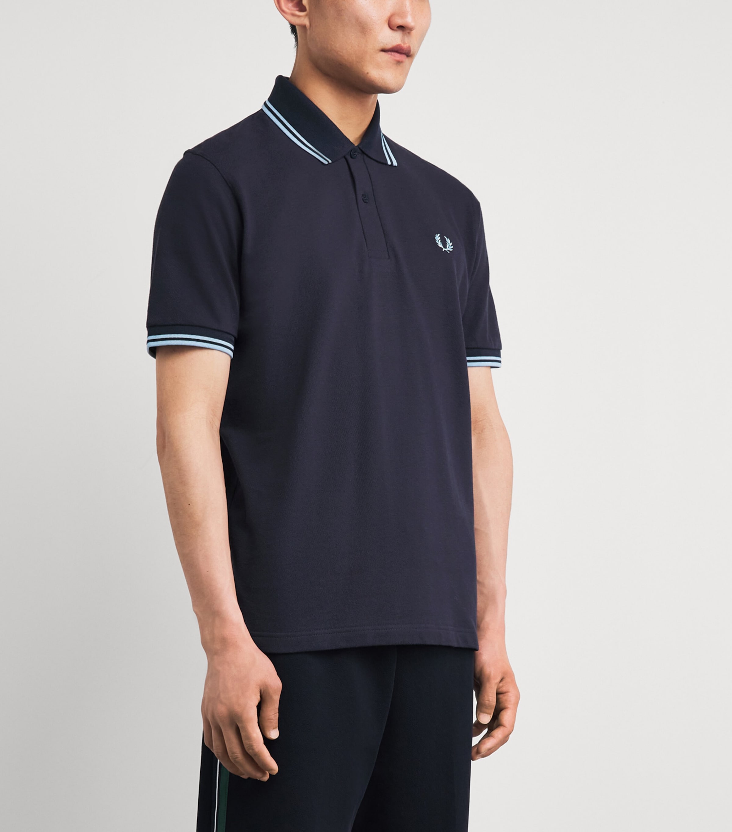 Fred Perry Mens Twin Tipped Polo Shirt Navy/ice/ice Image 4