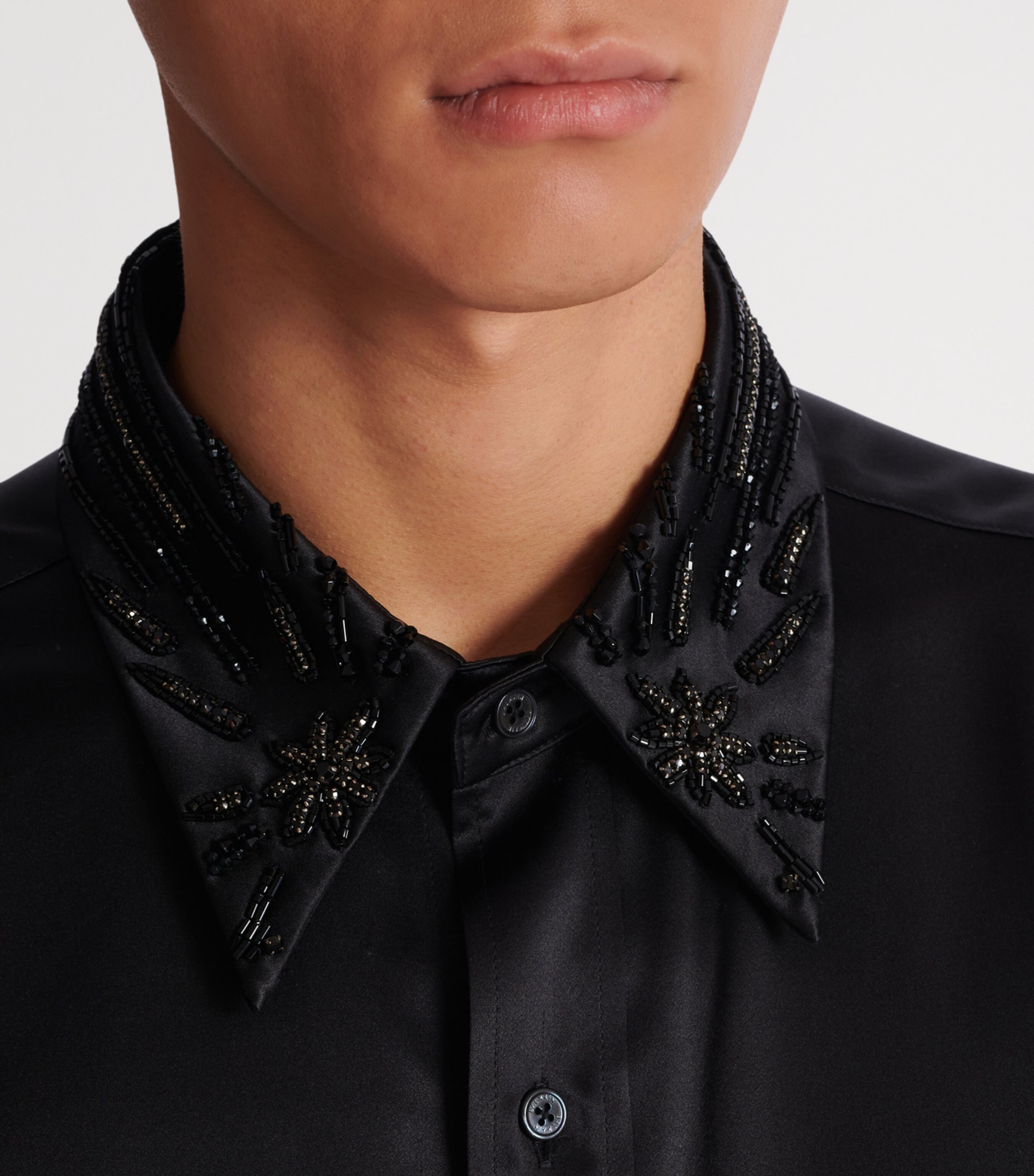 Satin Embellished Shirt EAP NOIR/NOIR Image 6