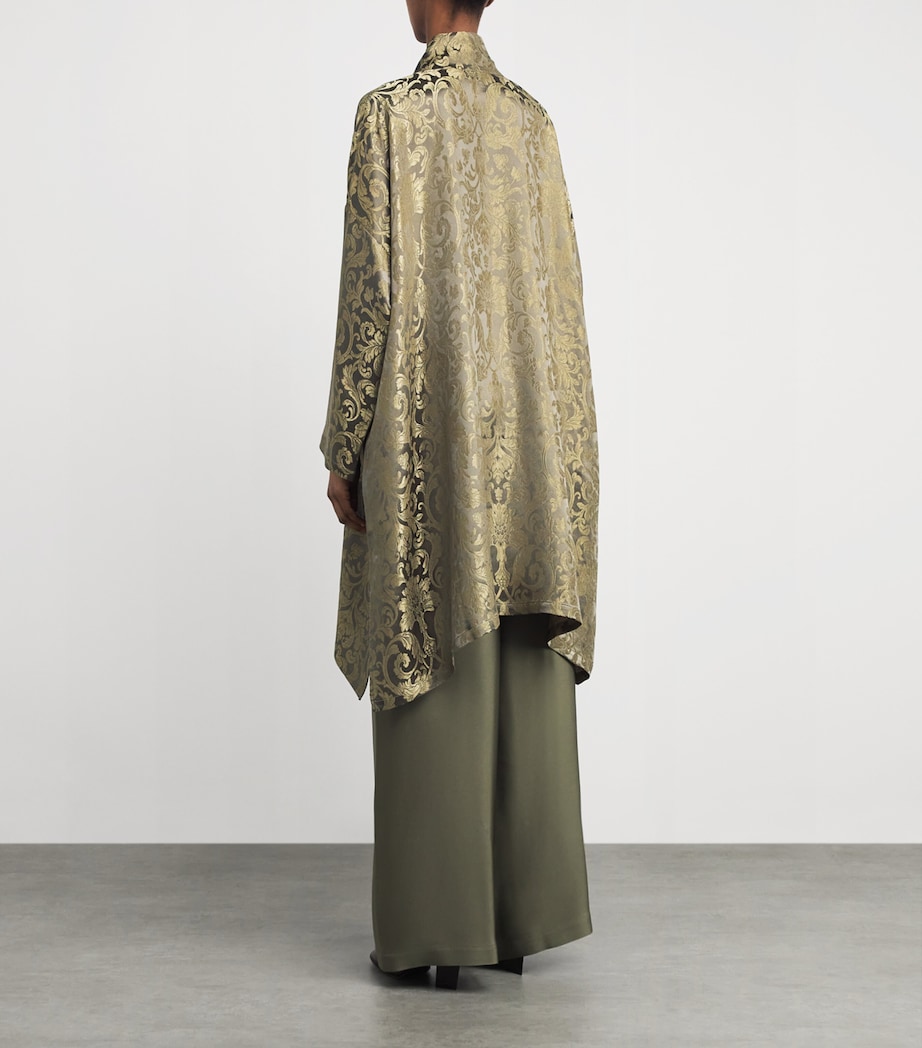 Metallic Jacquard Longline Shirt OLIVDARK Image 3