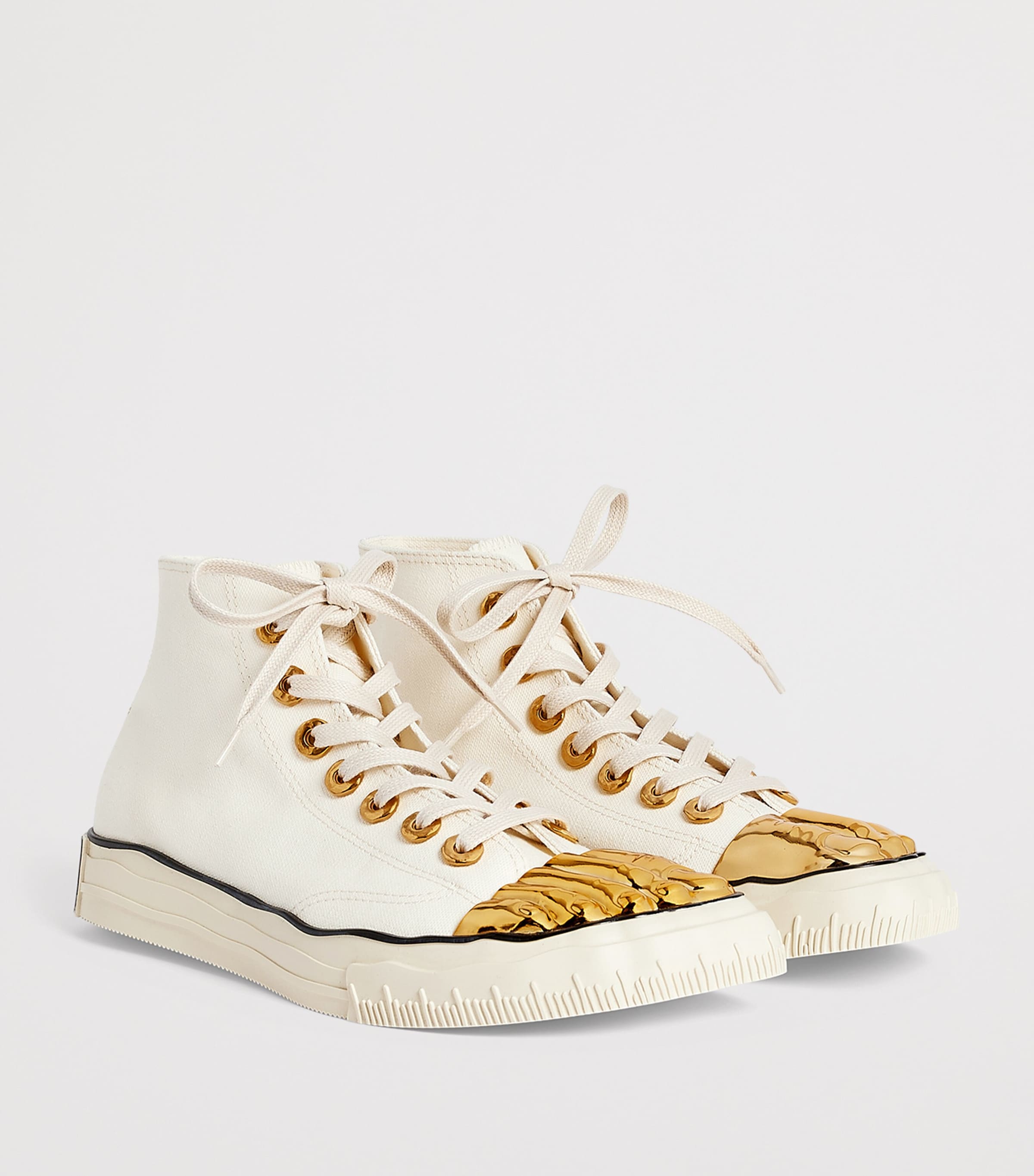 Schiaparelli Cotton Trompe-l'Oeil Sneakers Ecru Image 3