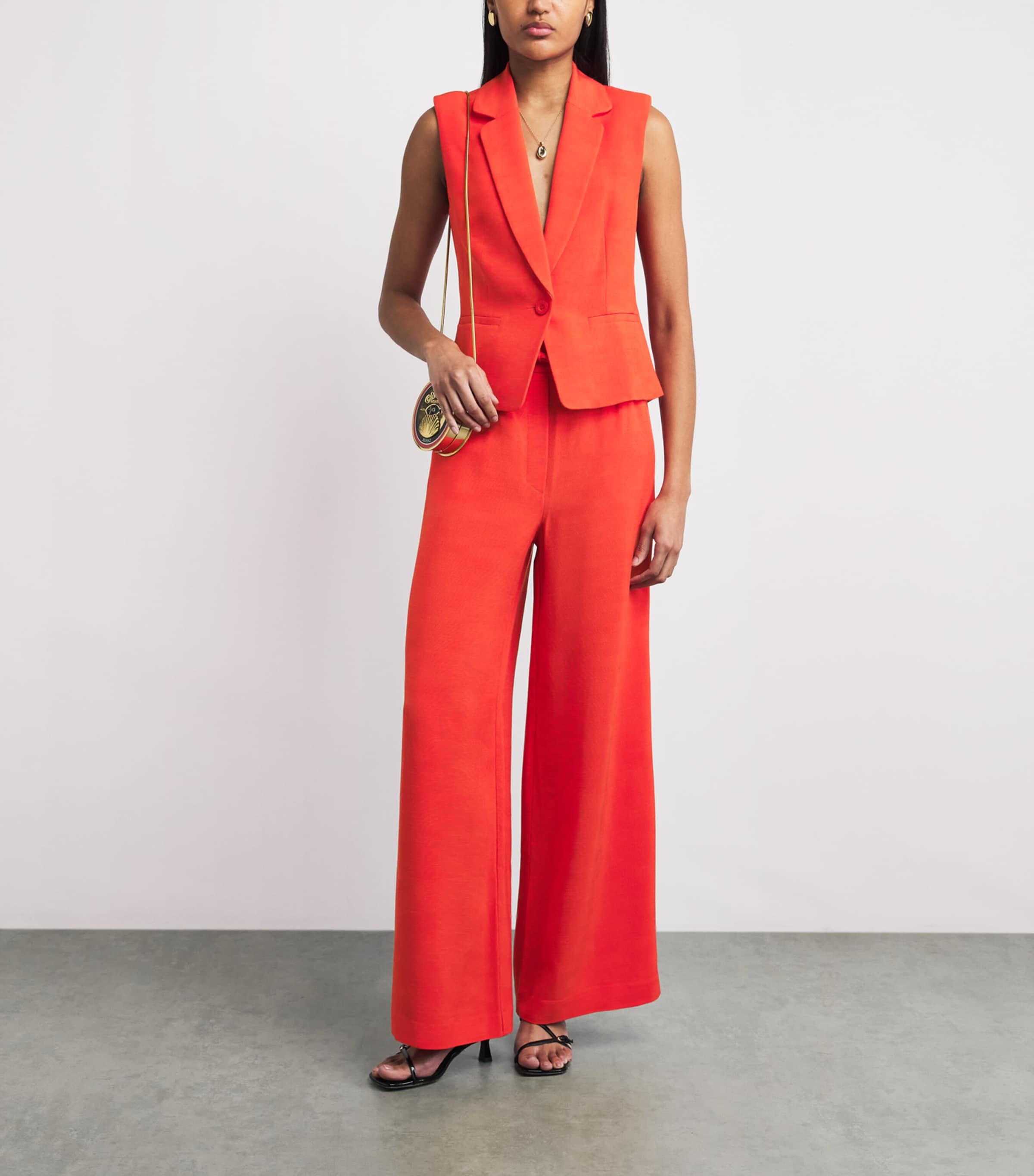 Claudie Pierlot Womens Sleeveless Blazer Tangerine Image 2