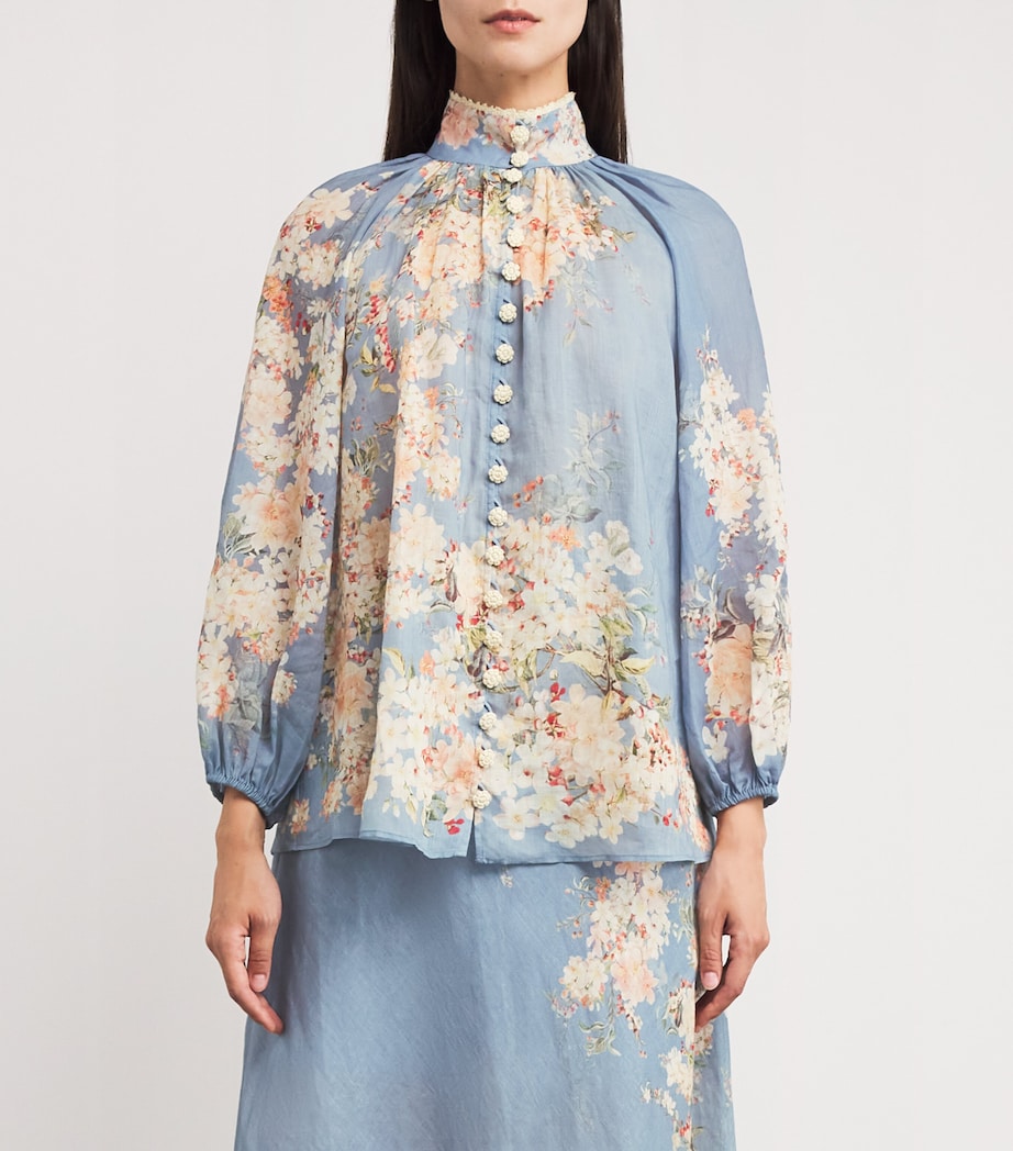 Ramie Cascadian Billow Blouse TLBLBTFLO TEAL/BLUE Image 3