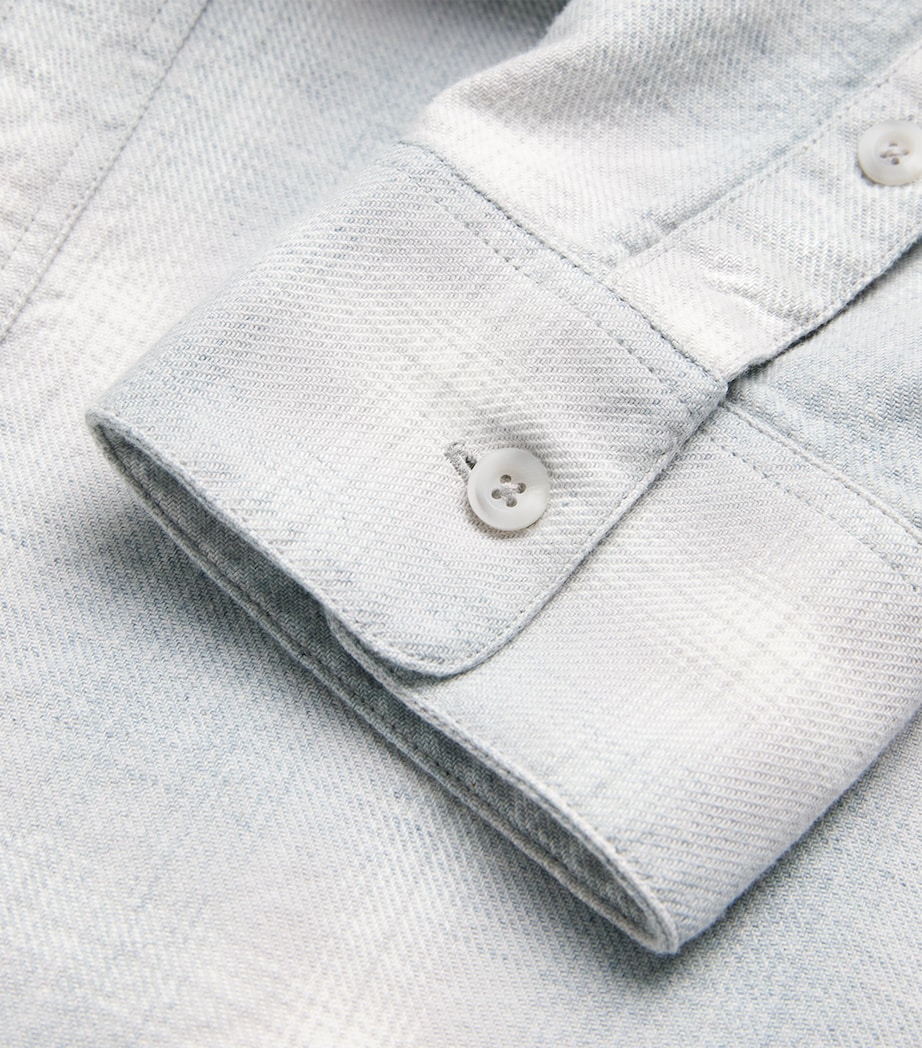 Officine Generale Mens Cotton Check Shirt Lightgrey/white/blue Image 5