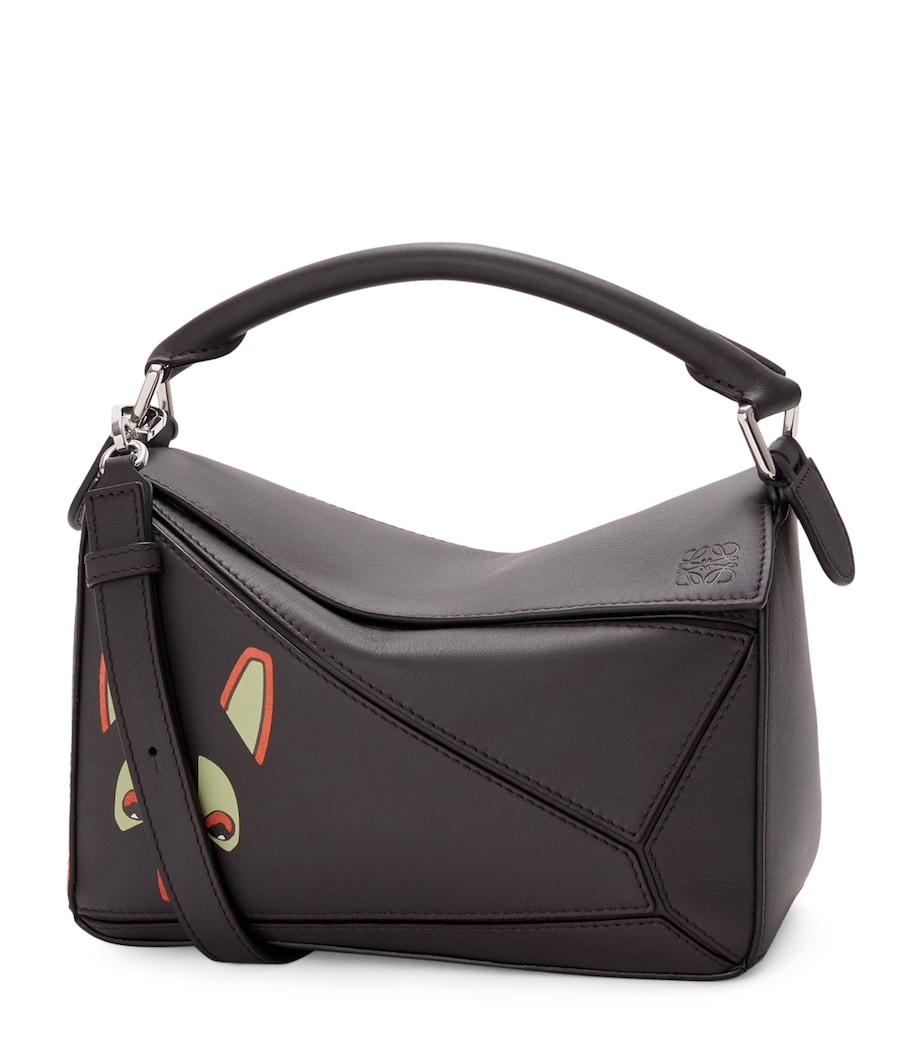 Leather Futurist Cat Puzzle Top-Handle Bag DARK TAUPE Image 1