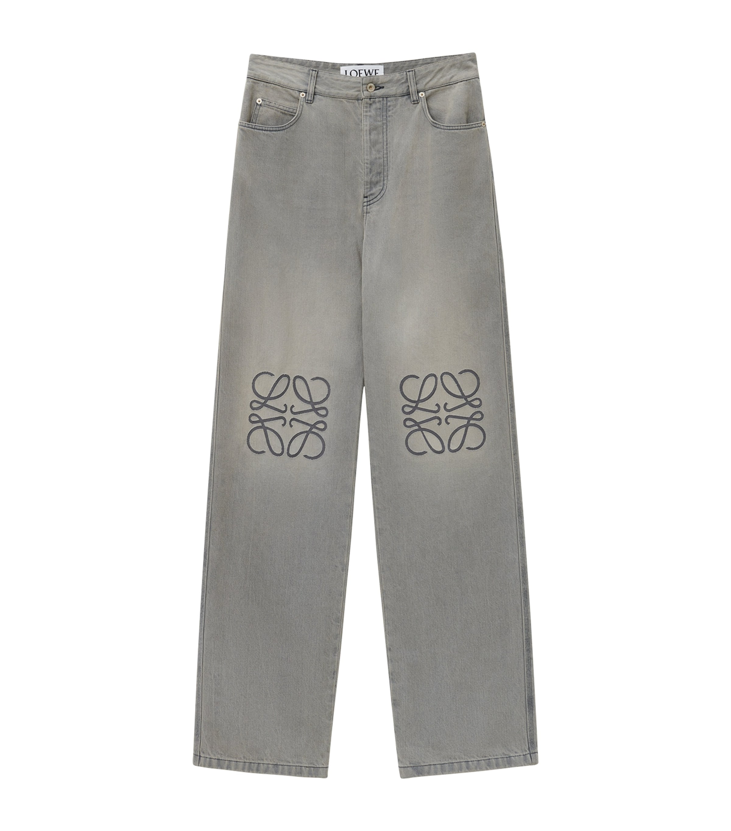 Loewe Anagram Wide-leg Jeans In Grey