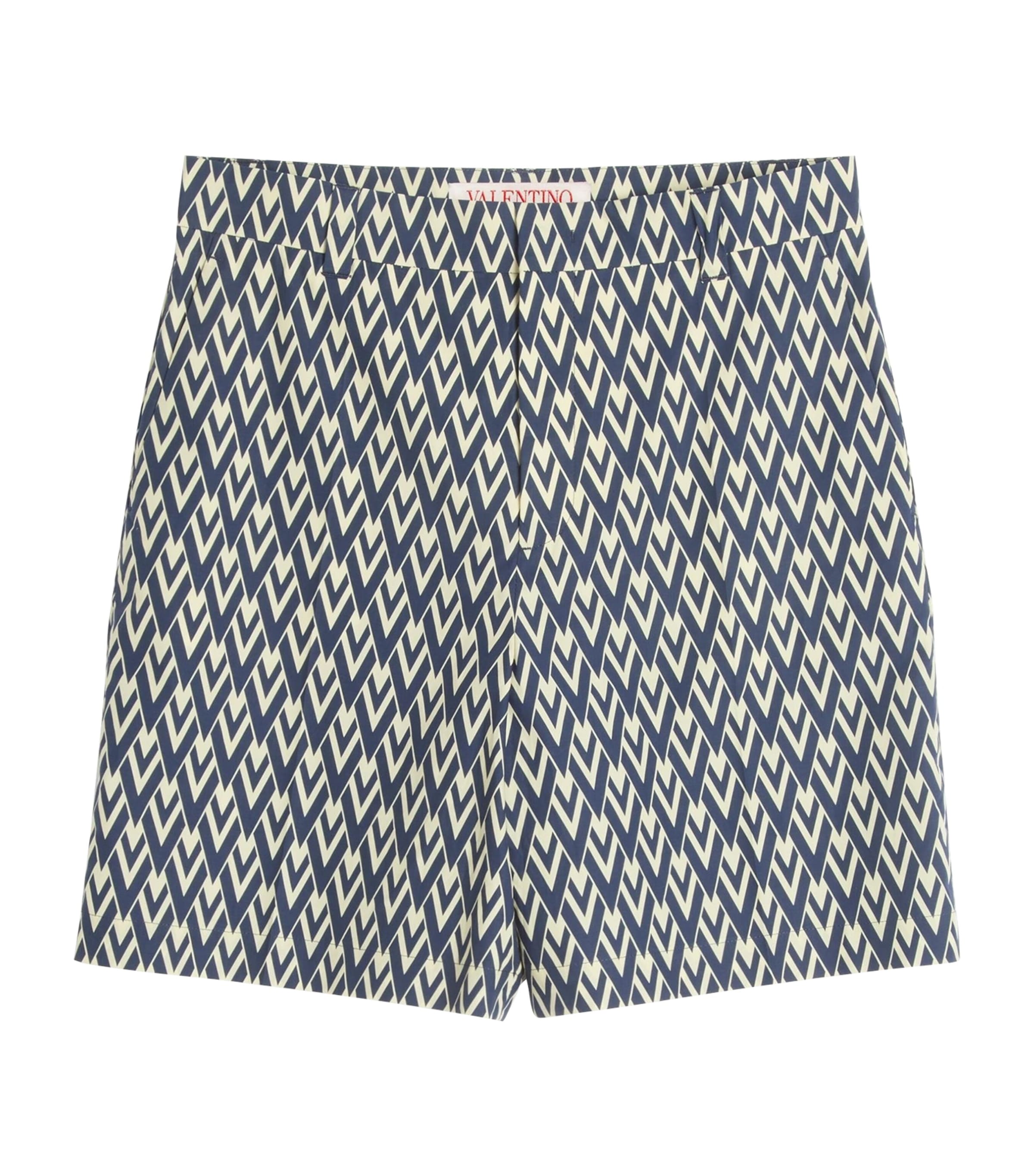 Valentino Bermuda Shorts In Cotton Poplin With All Over Toute La V Print