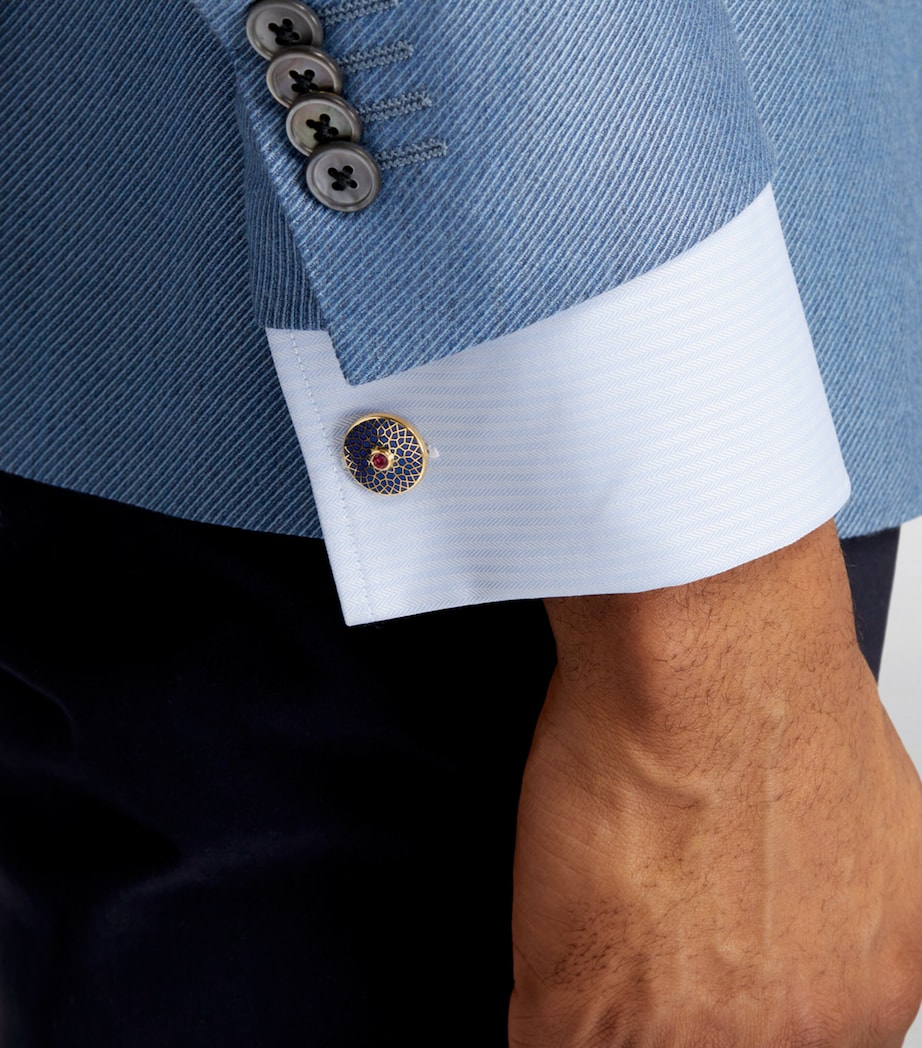 Yellow Gold and Ruby Patterned Cufflinks GOLD Image 4