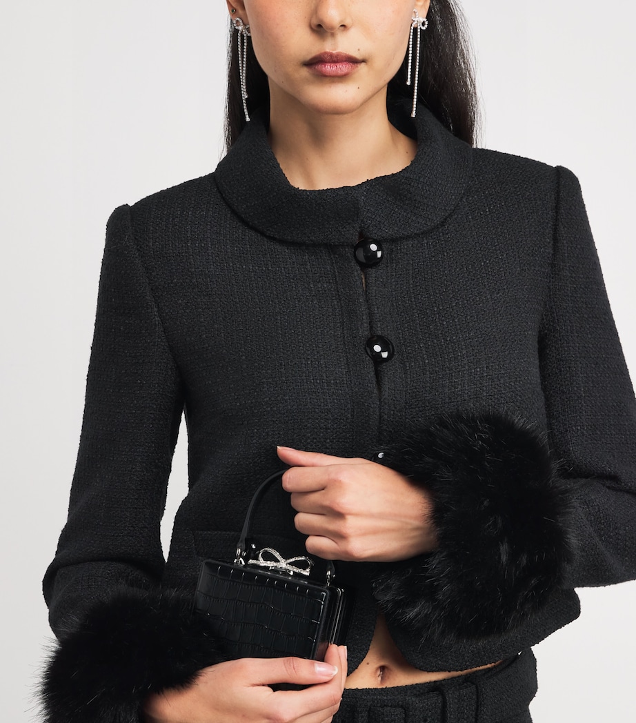 Faux Fur Bouclé Blazer BLACK Image 6