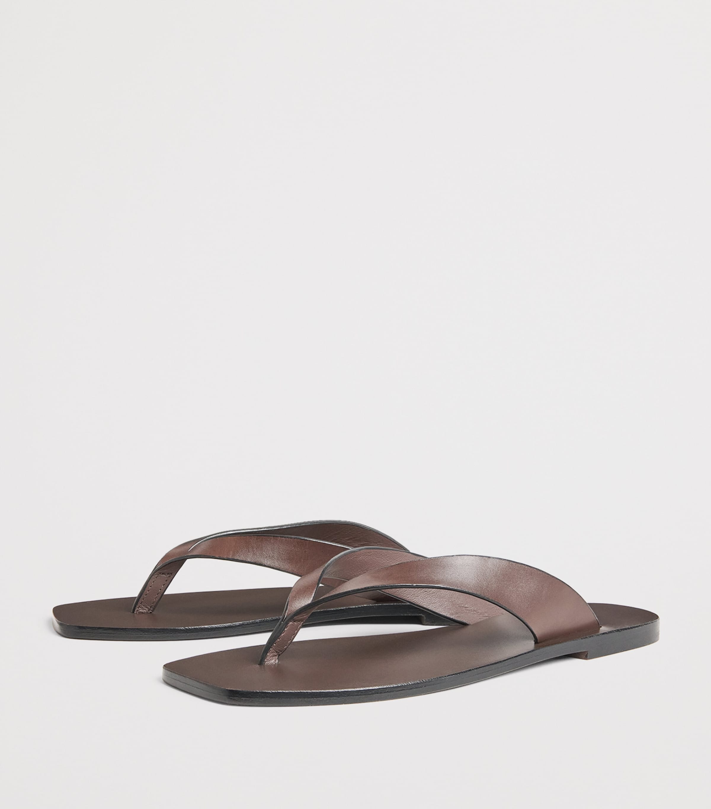 A.EMERY Leather Kinto Flip Flops Walnut Image 3