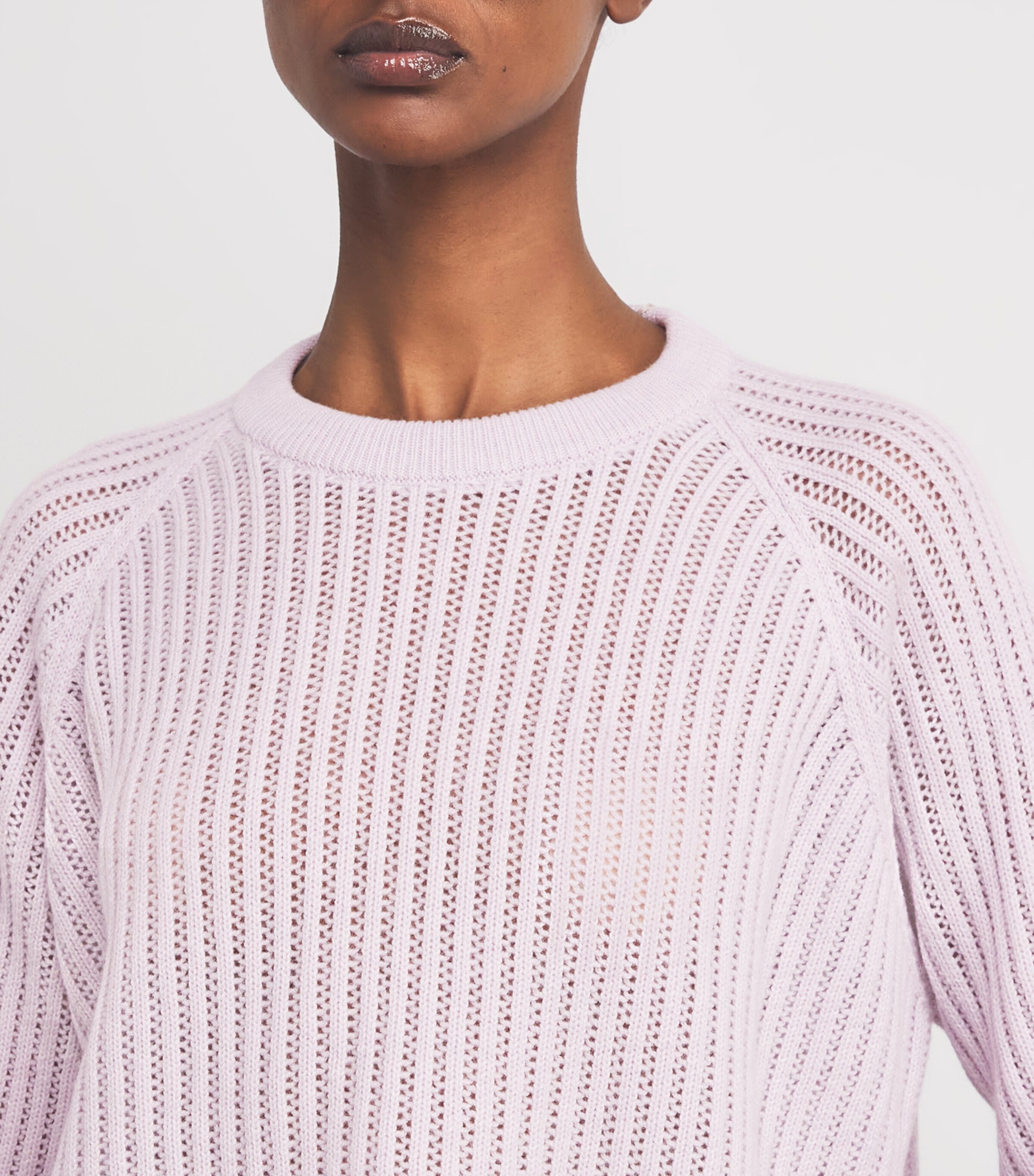 Johnstons Of Elgin Womens Cashmere Mesh Sweater Lavender Image 6