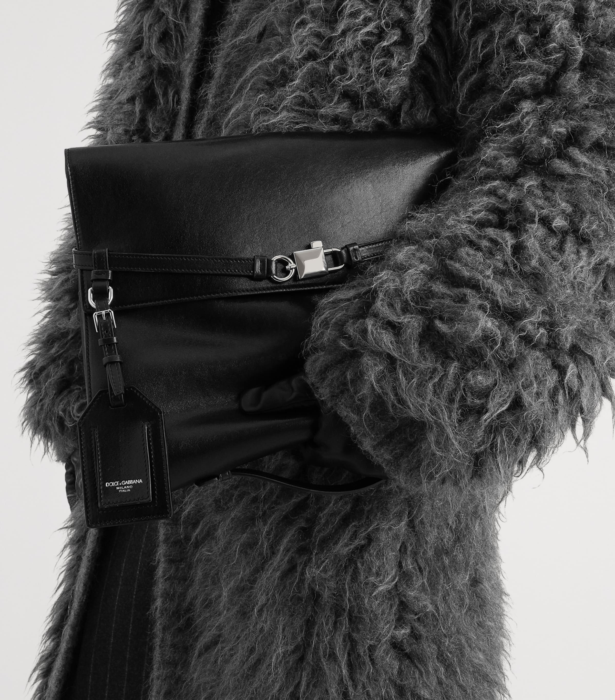 Dolce&Gabbana Leather Clip-Lock Messenger Bag Black Image 2