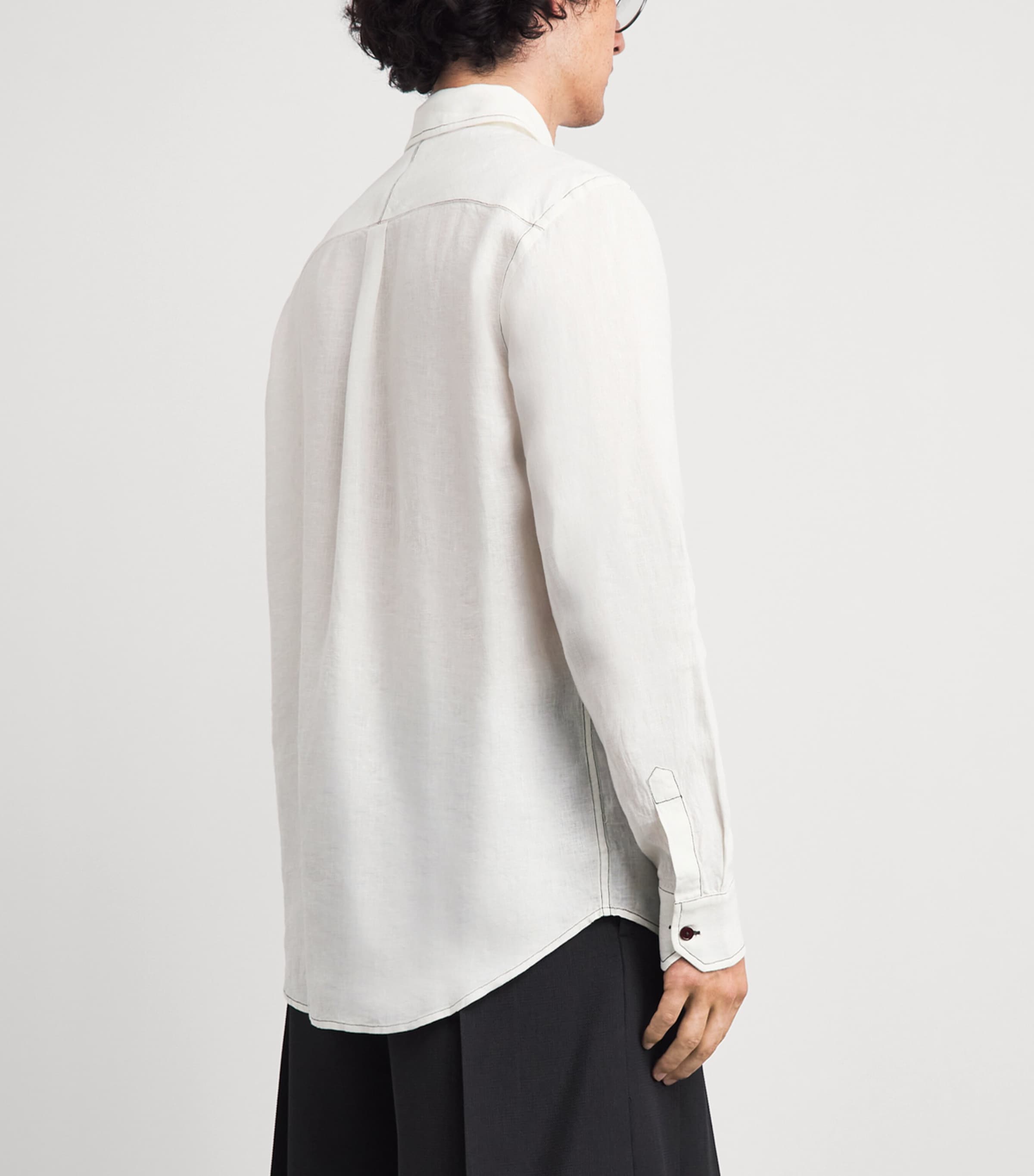 Paul Smith Mens Linen Contrast-Stitch Shirt Image 5