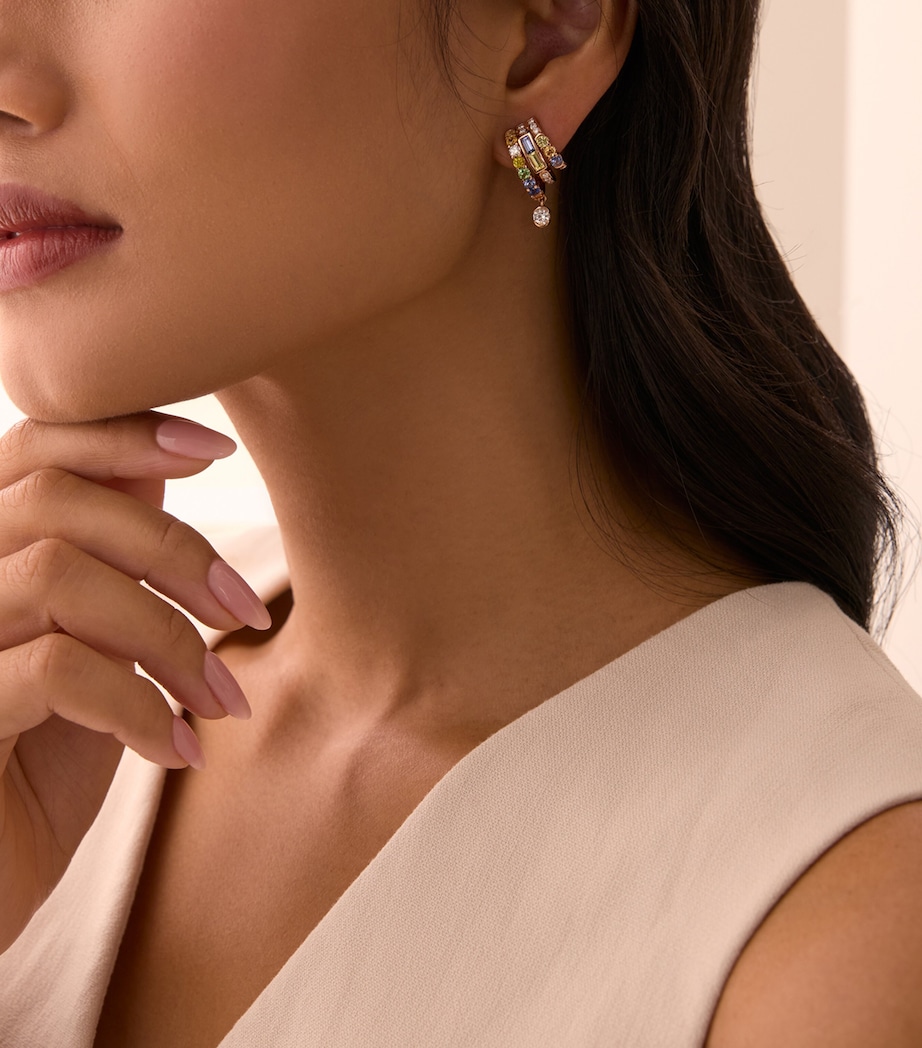 Boodles Rose Gold, Diamond, Sapphire and Tsavorite Play of Light Hoop Earrings Rose Gold Image 2