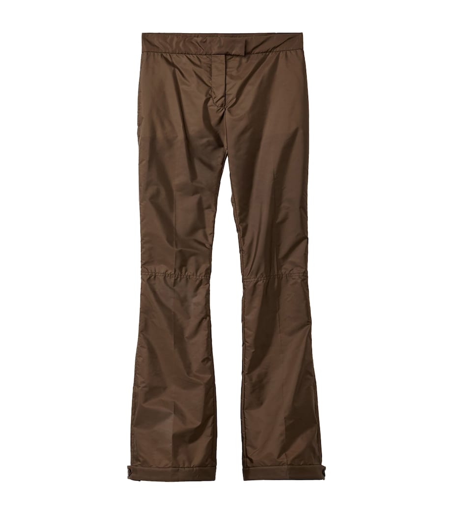 Miu Miu Womens Technical Fabric Flare Trousers Brown Image 1