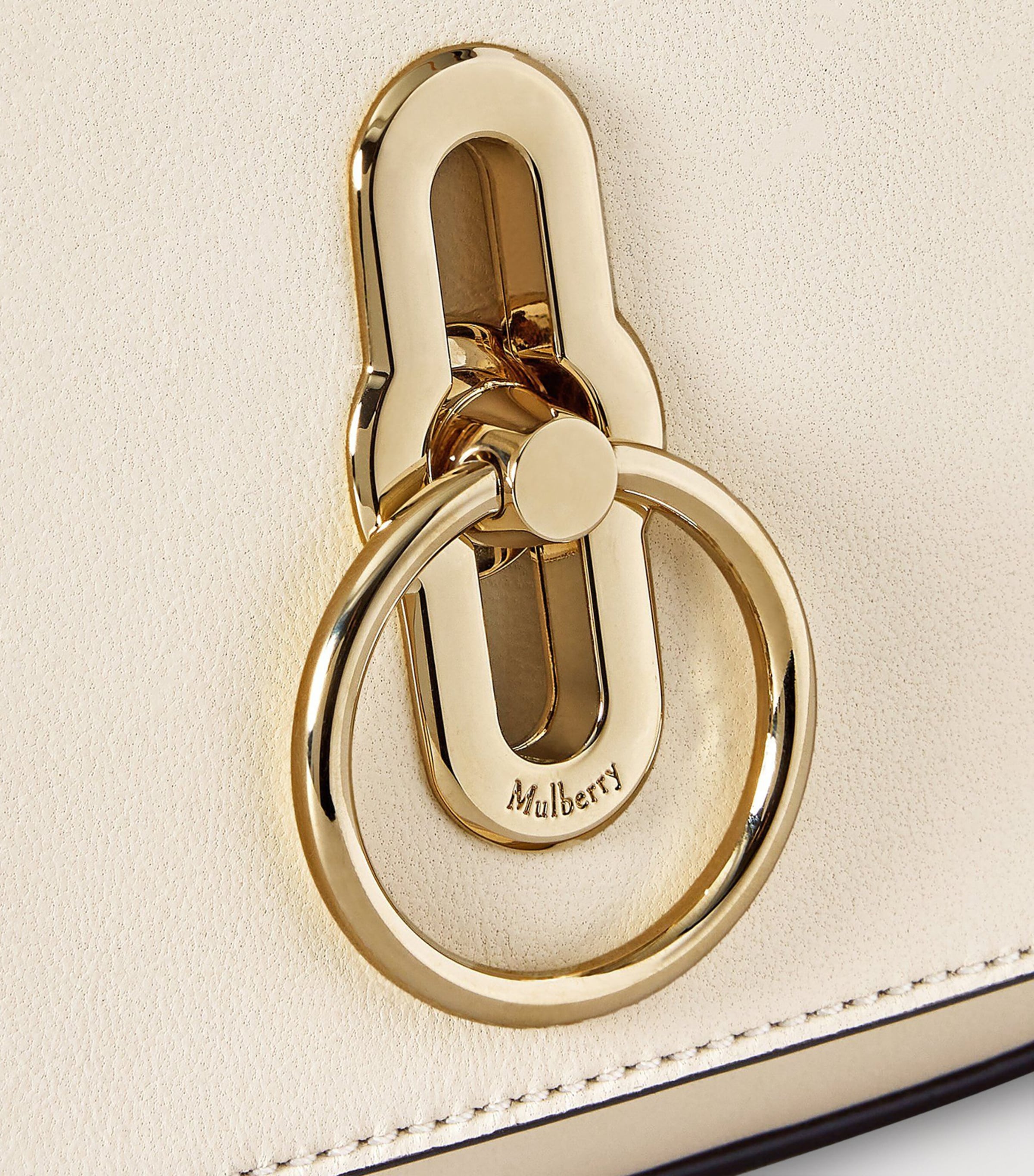 Mulberry Small Leather Amberley Top-Handle Bag Eggshell Image 5