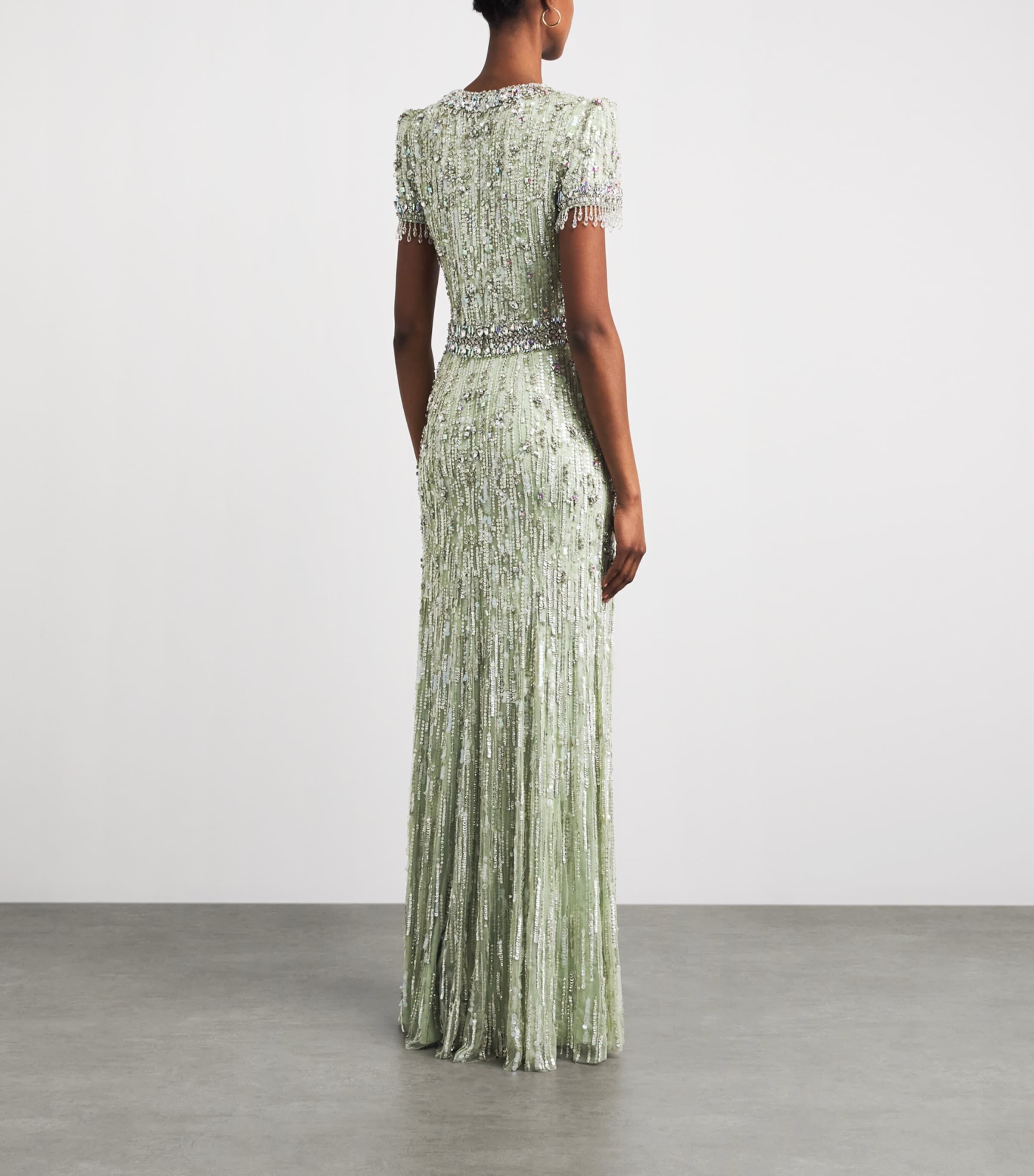Jenny Packham Womens Tulle Embellished Roxy Gown Green Opal Image 4