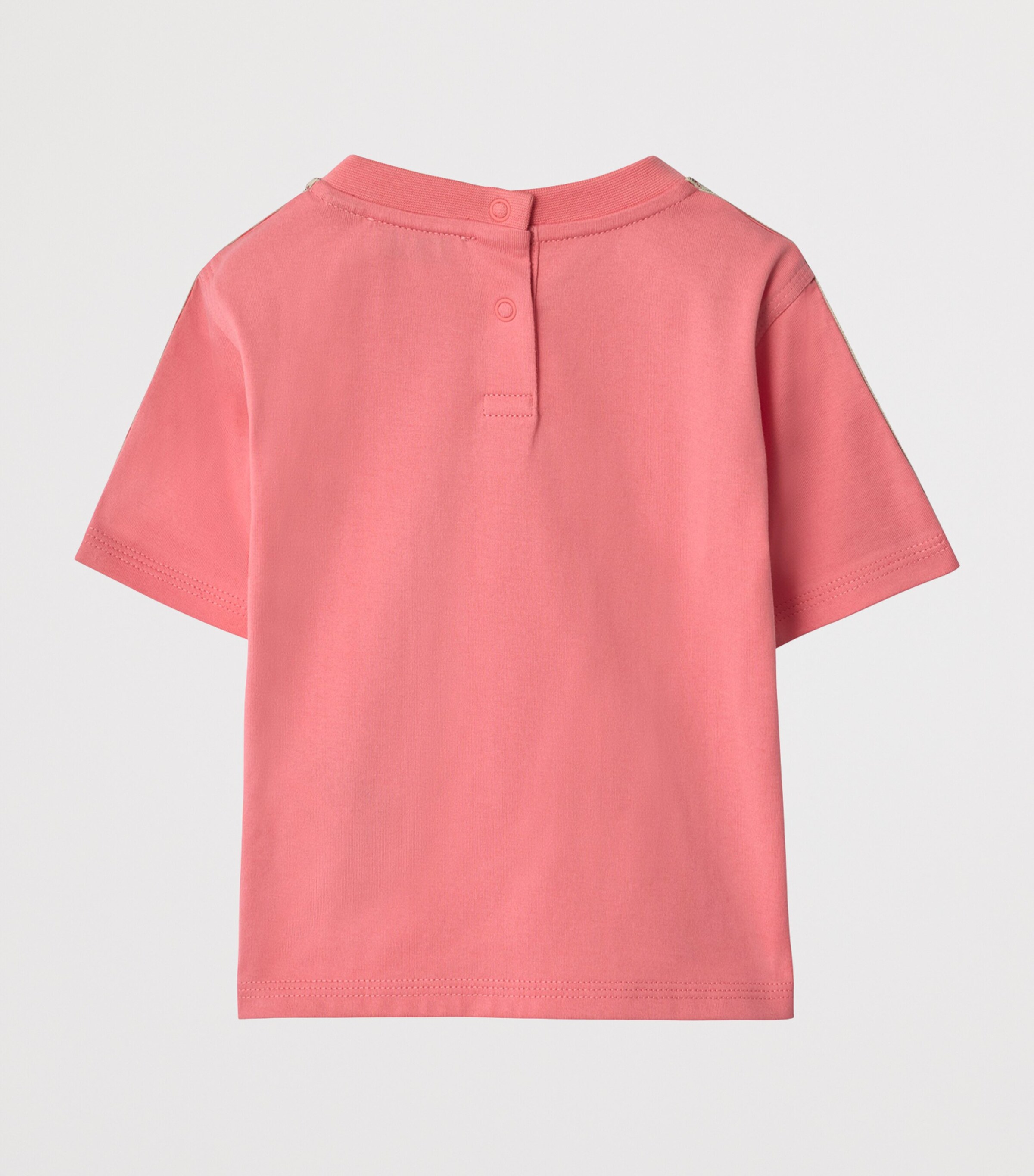 Burberry Kids Cotton Check-Trim T-Shirt (6-36 Months) Pale Hibiscus Image 2