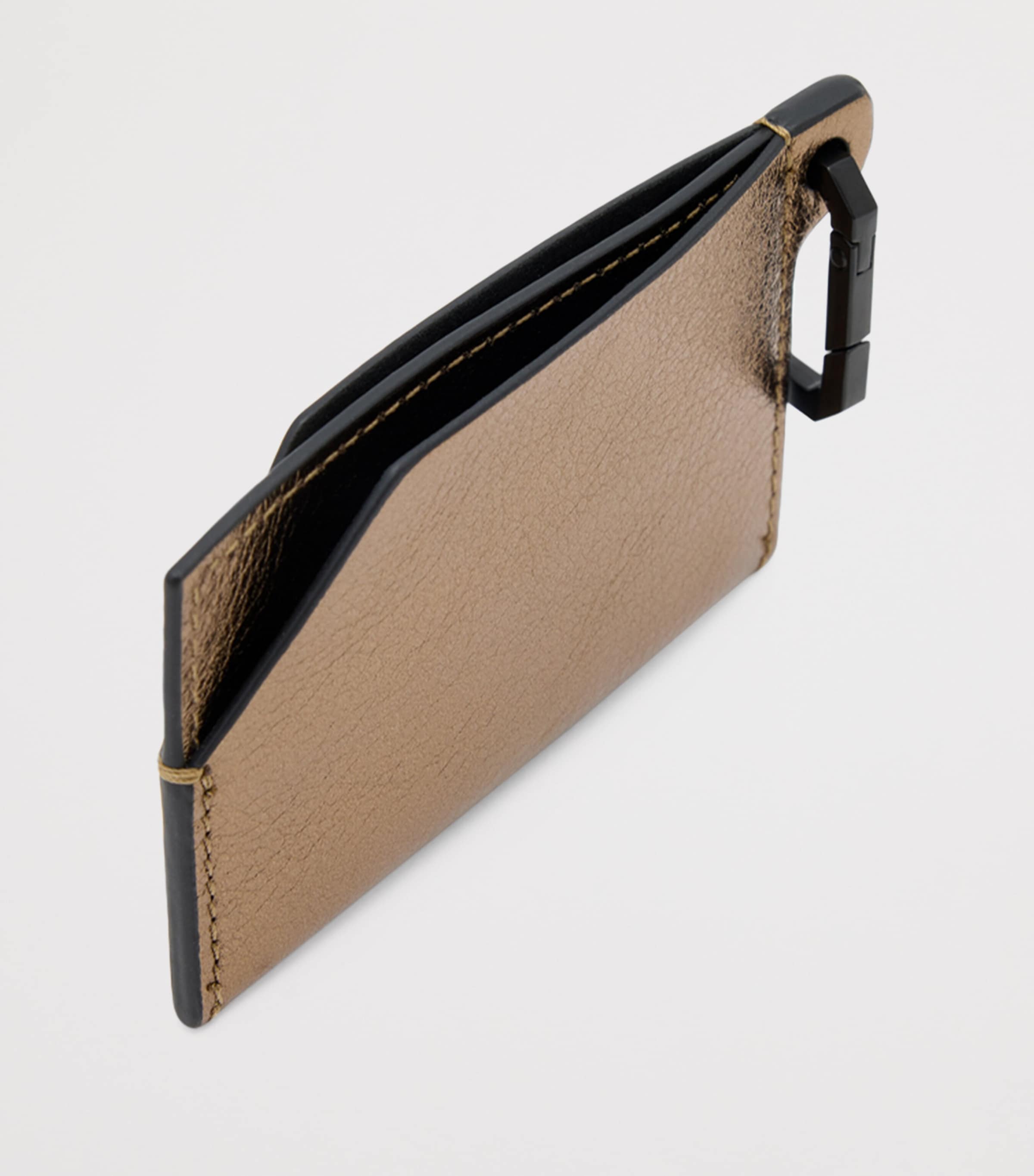 Metallic Leather Hex Card Holder WARM BRASS Image 2