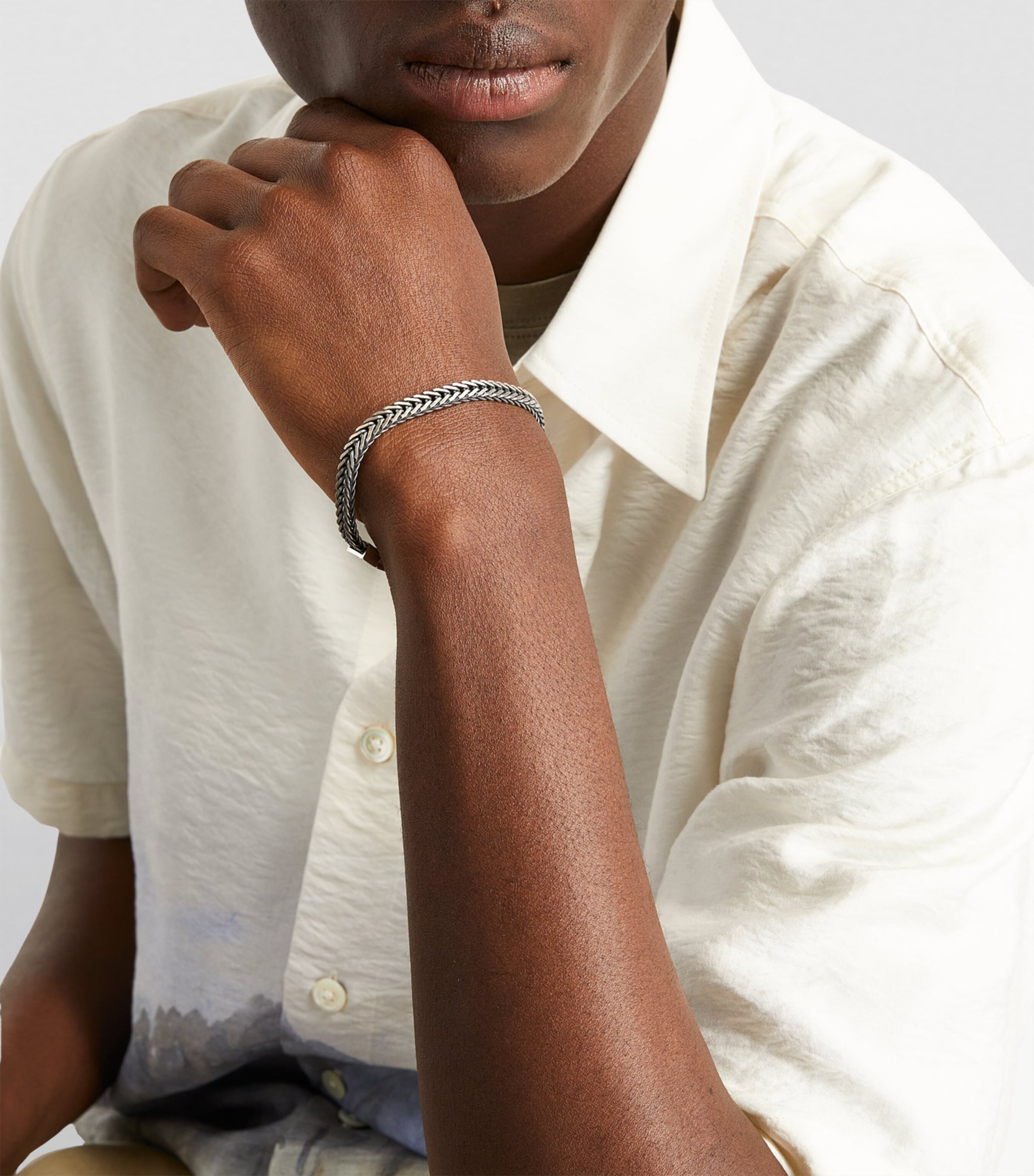 Sterling Silver Herringbone Chain Bracelet SILVER Image 2