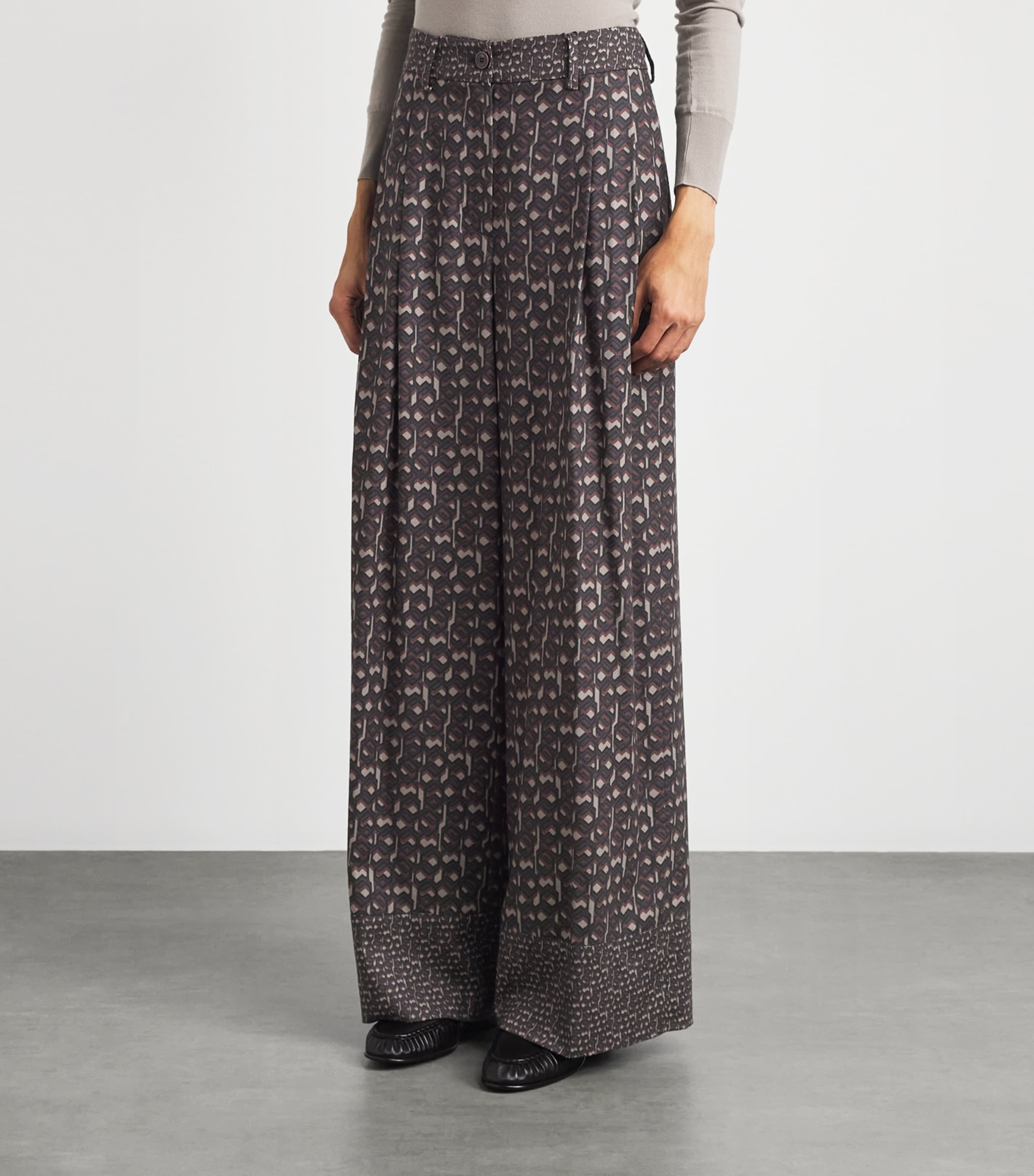 Colombo Womens Silk Printed Trousers Optical Print Image 4